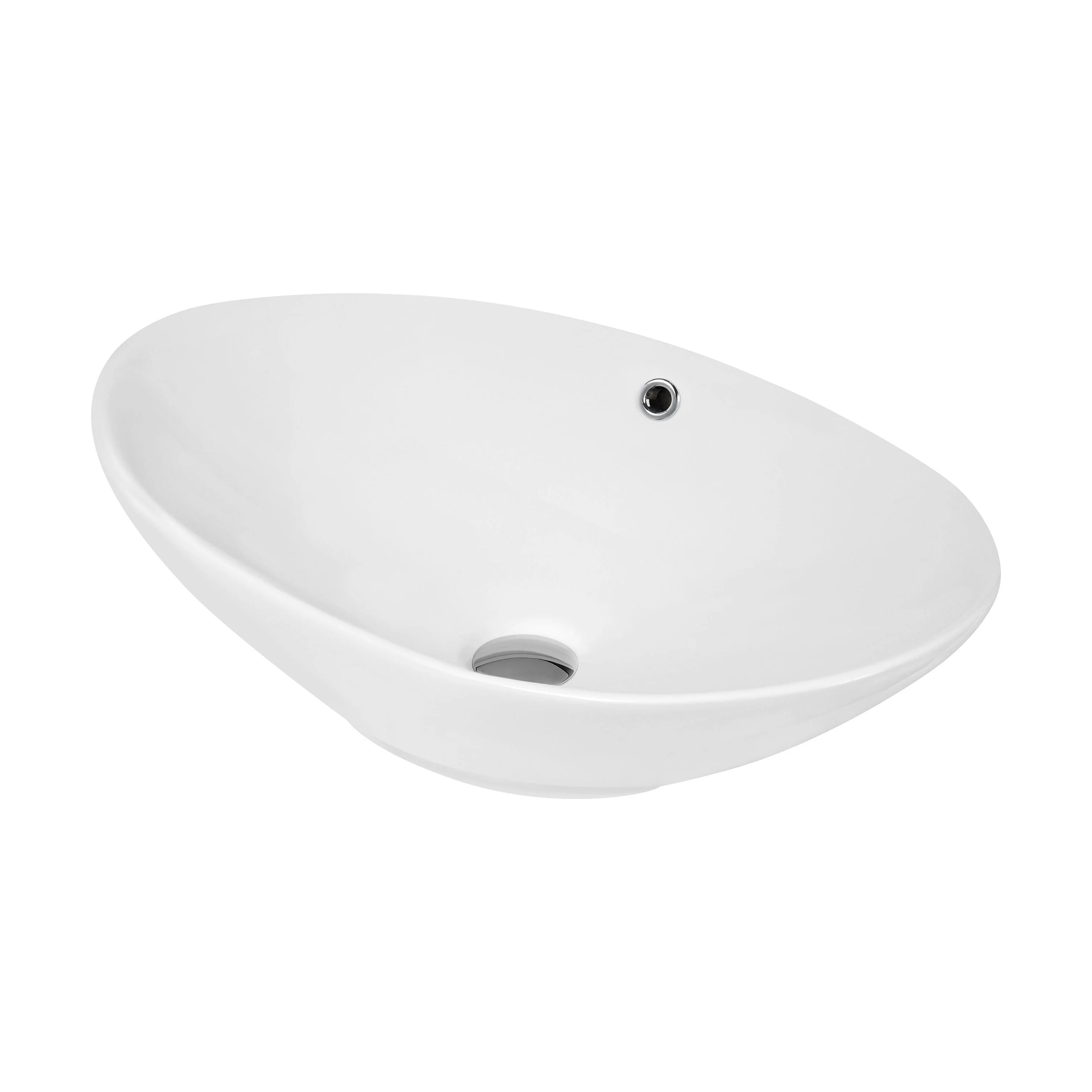 Balterley Modern Bathroom Countertop Vessel Basin, Round, Contemporary Style, White, 588 x 390 x 195 mm
