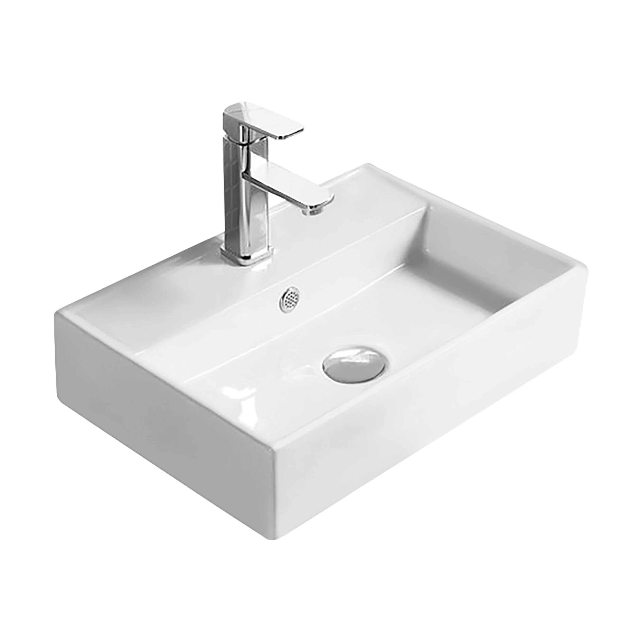 Balterley Nova Rectangular Bathroom Countertop Basin, Contemporary Style, Crisp Square Design, White, 500 mm