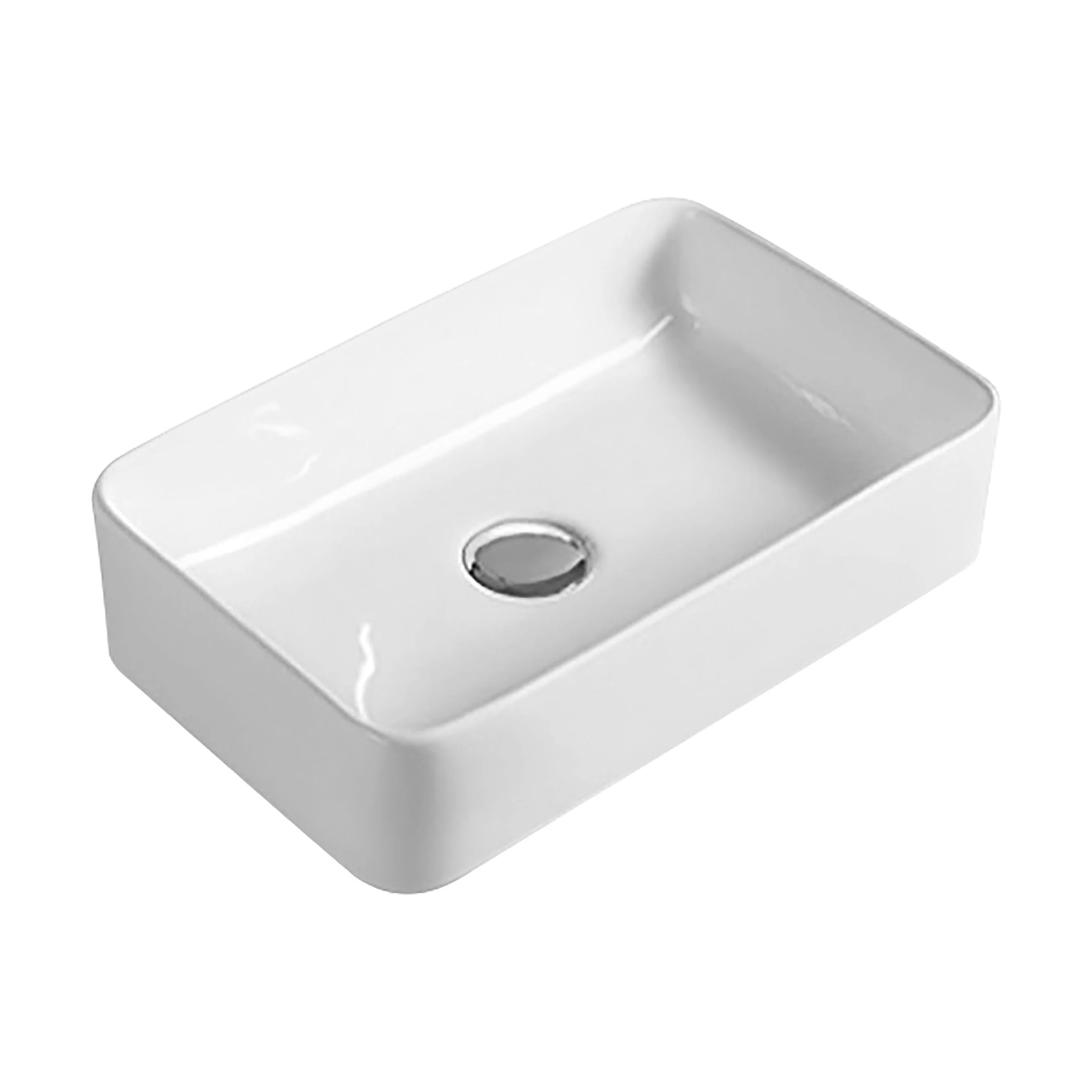 Balterley Nova Rectangular Bathroom Countertop Basin, Contemporary Style, Soft Square Design, White, 365 mm