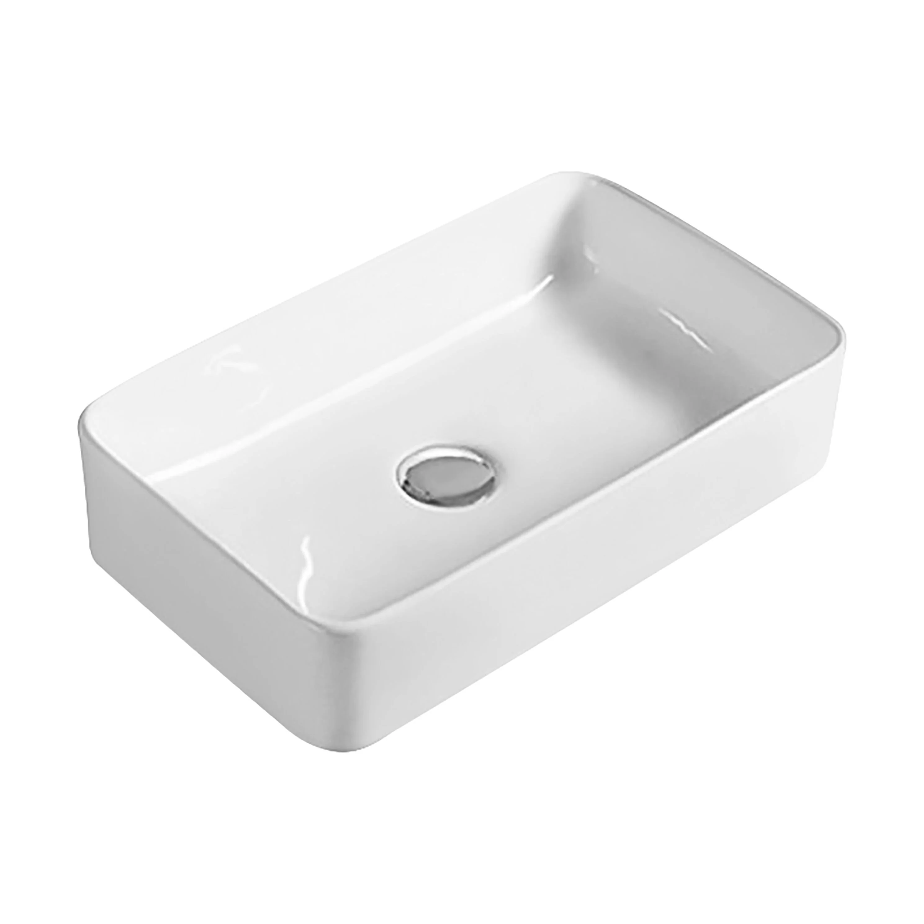 Balterley Nova Contemporary Rectangular Bathroom Countertop Basin, Soft Square Design, White, 465 mm