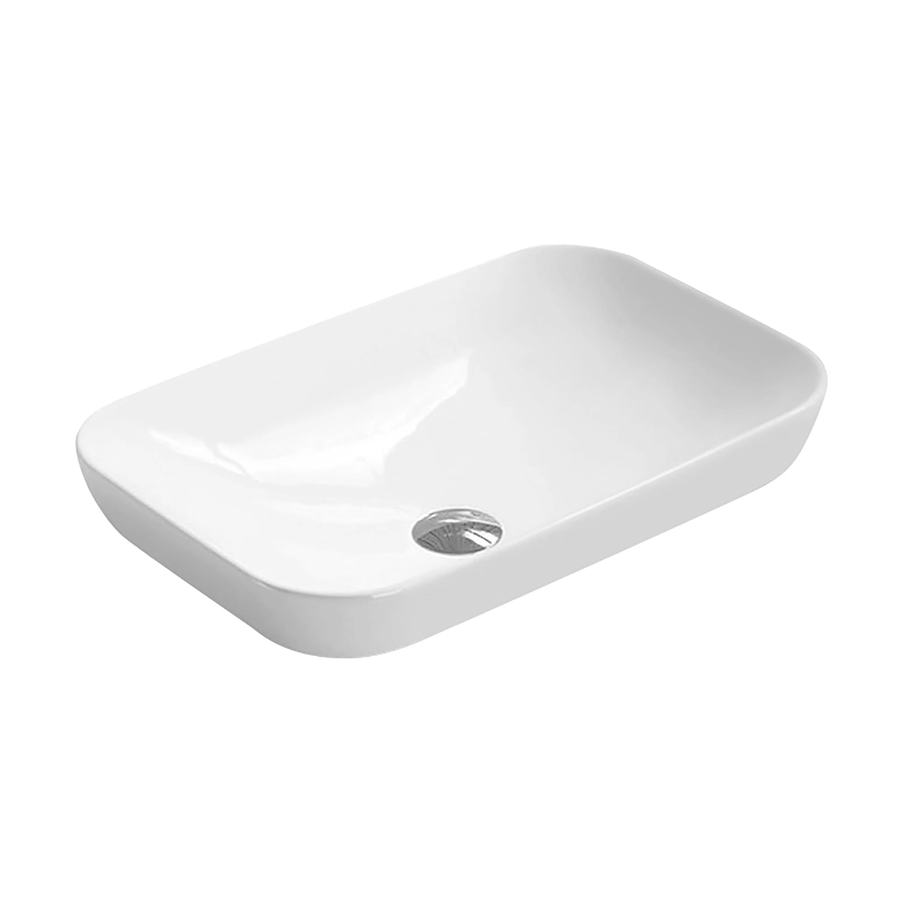 Balterley Nova Contemporary Rectangular Bathroom Countertop Basin, Soft Square Design, White, 520 mm
