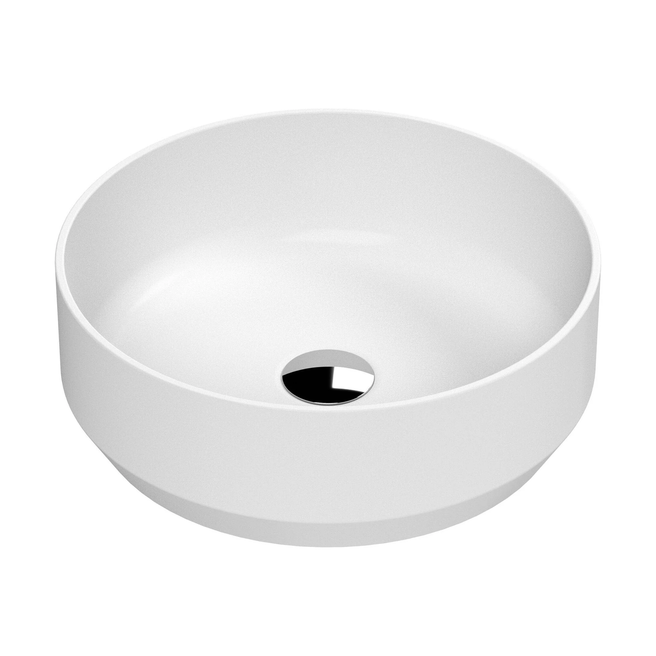 Balterley Nova Contemporary Round Bathroom Countertop Basin, Stylish Rounded Design, Matt White, 350 mm