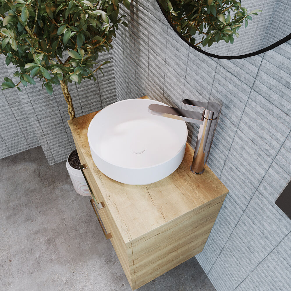 Balterley Nova Contemporary Round Bathroom Countertop Basin, Stylish Rounded Design, Matt White, 350 mm - Image 3