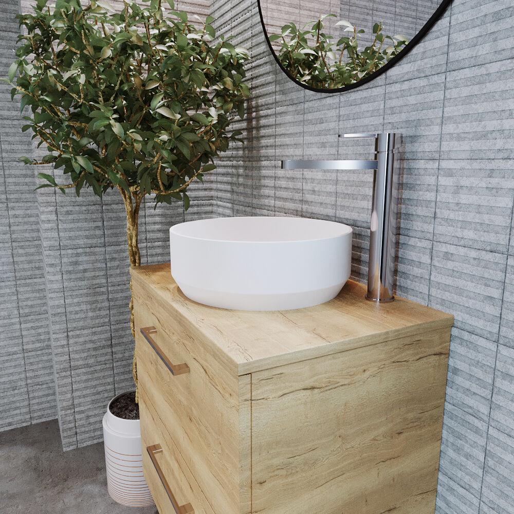 Balterley Nova Contemporary Round Bathroom Countertop Basin, Stylish Rounded Design, Matt White, 350 mm - Image 4