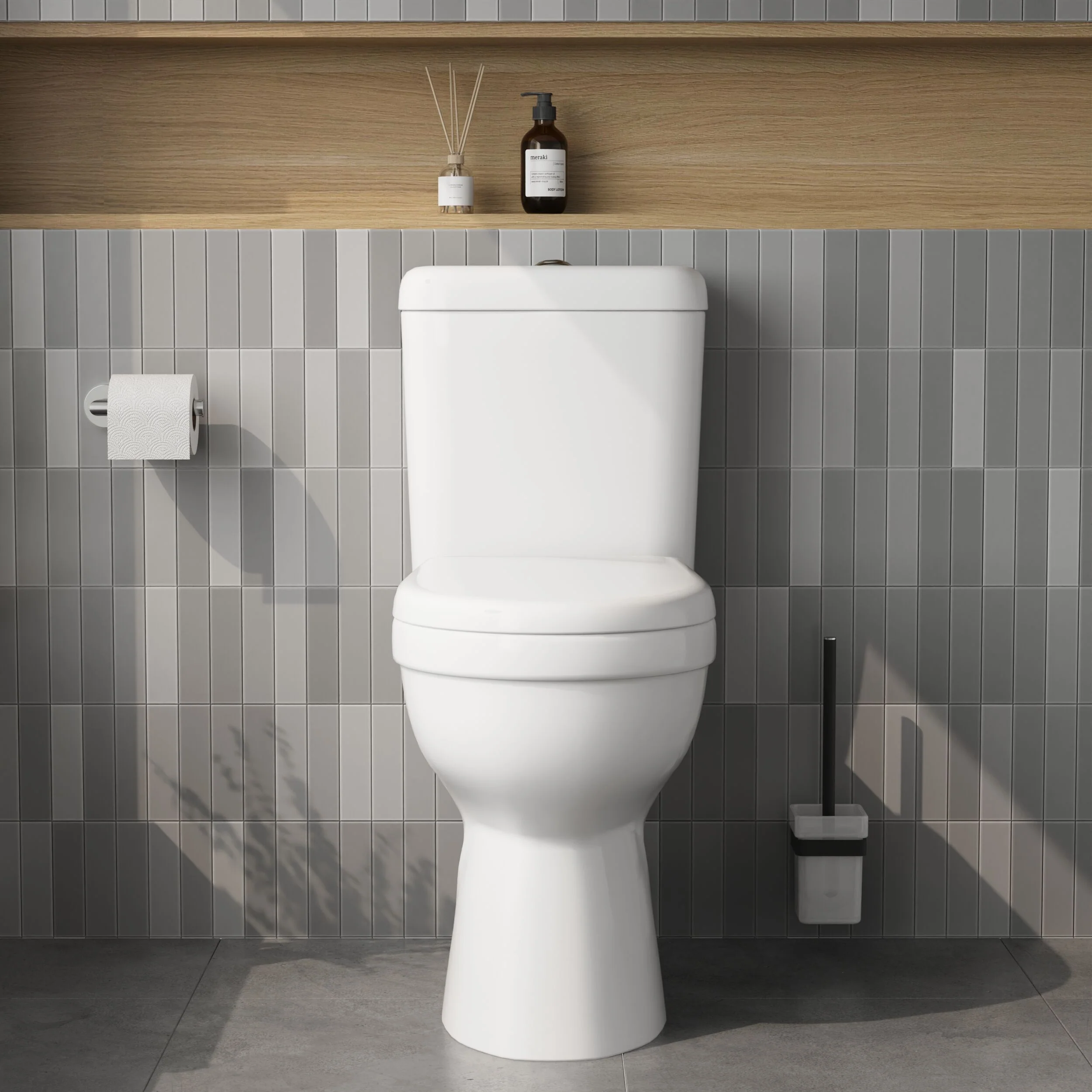 White Single Flush Comfort Height Toilet Pan, Cistern & Soft Close Seat - Image 2