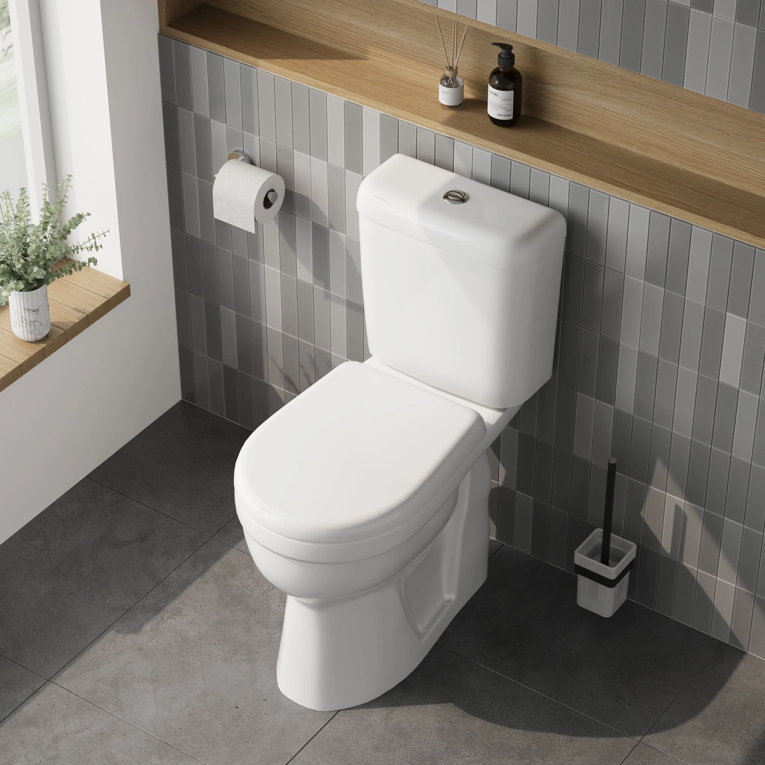 White Single Flush Comfort Height Toilet Pan, Cistern & Soft Close Seat - Image 3