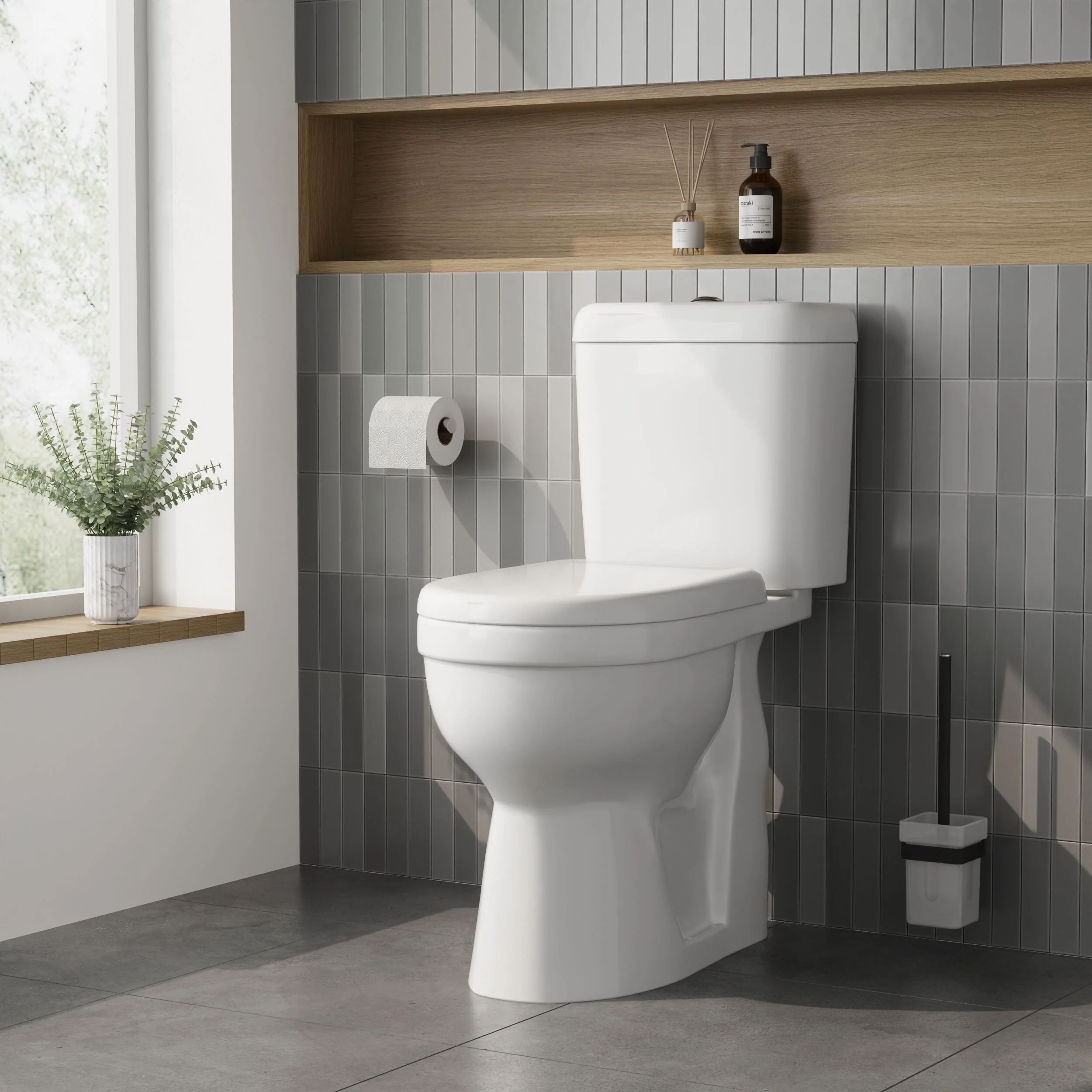 White Single Flush Comfort Height Toilet Pan, Cistern & Soft Close Seat - Image 4