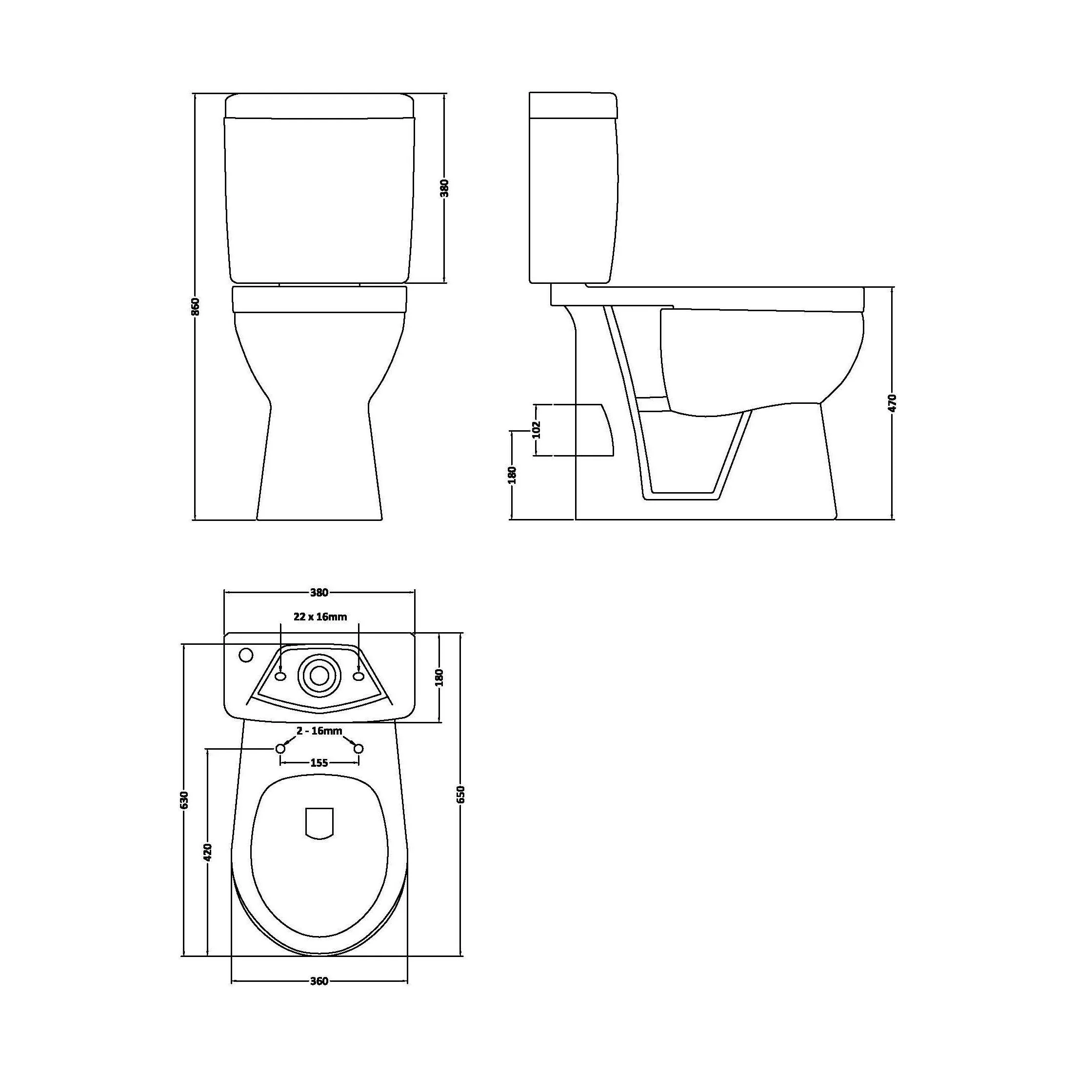White Single Flush Comfort Height Toilet Pan, Cistern & Soft Close Seat - Image 6