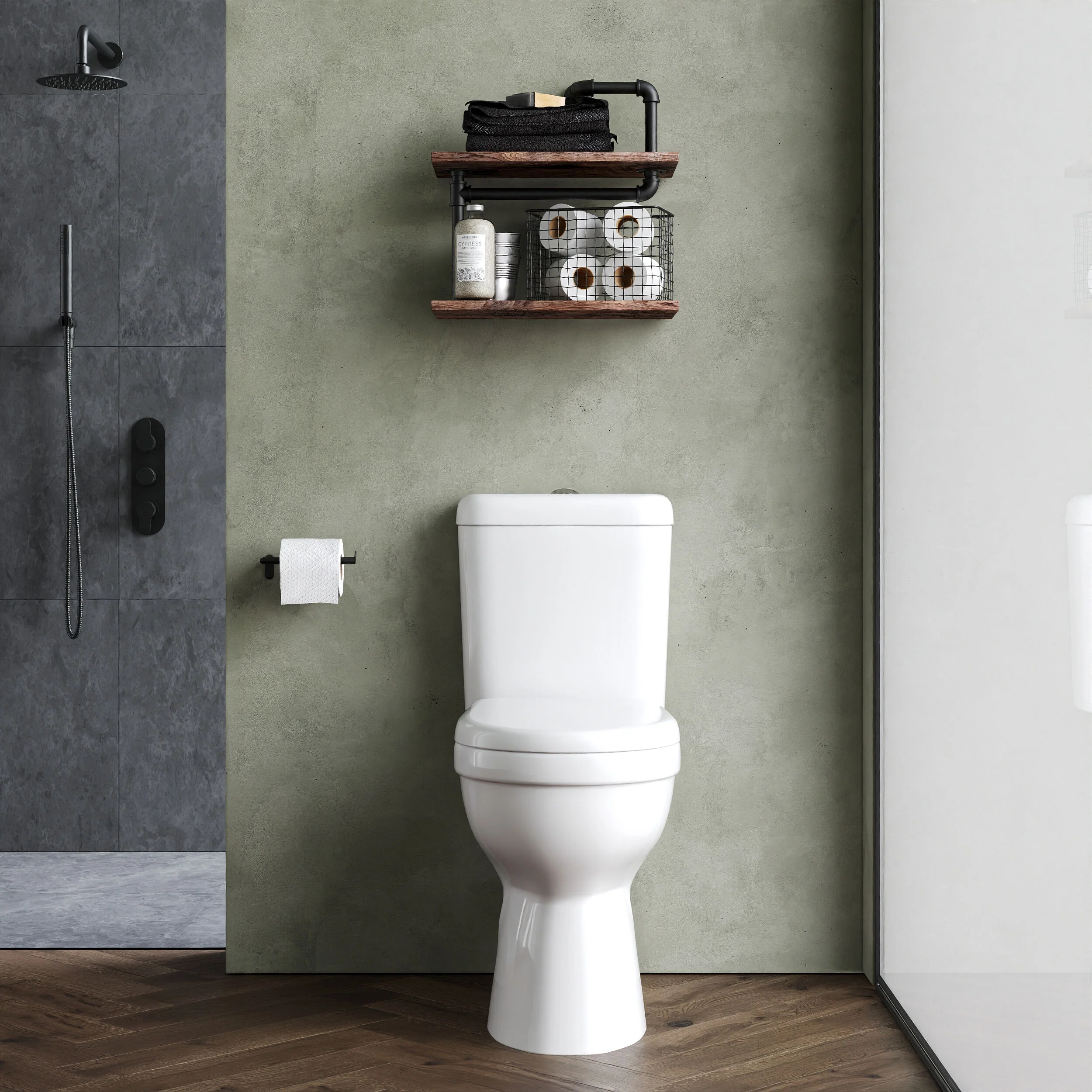 Dual Flush Comfort Height Toilet Pan, Cistern & Soft Close Seat - White - Image 2