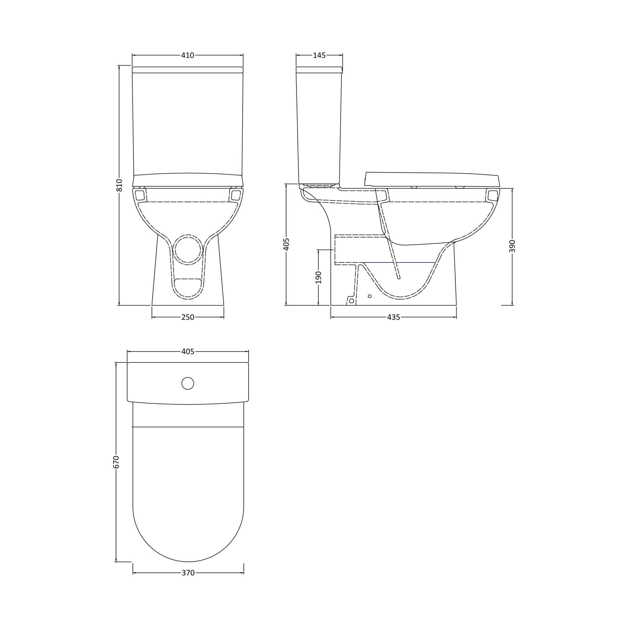 Modern Bathroom Close Coupled Toilet , 810mm x 400mm, White - Image 6