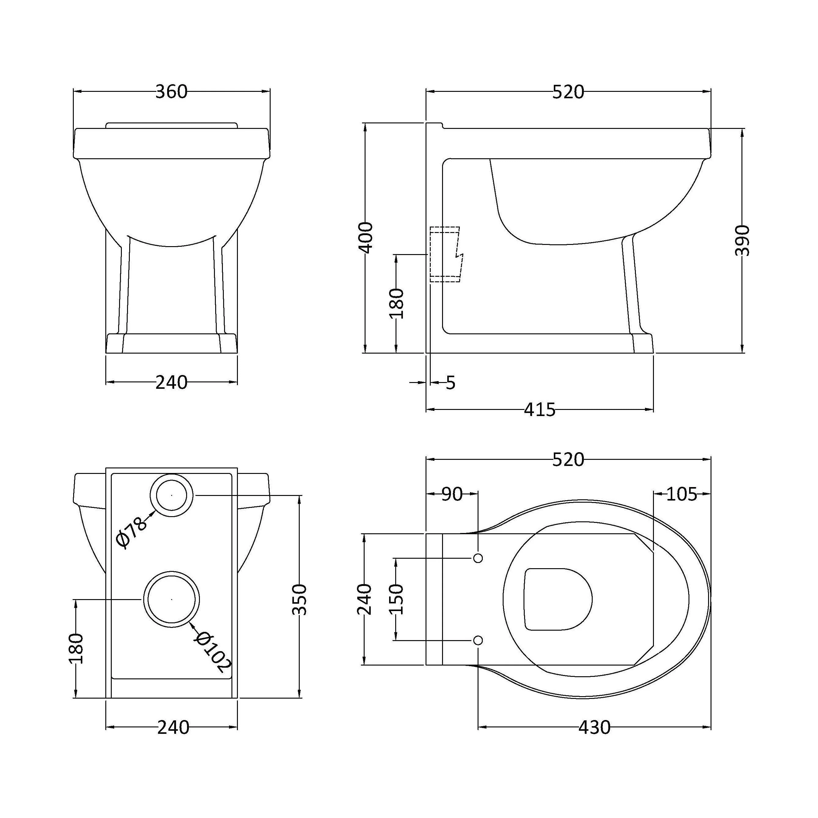 Traditional Back to Wall Toilet Pan, Classic White Ceramic WC with Timeless Bathroom Design by Balterley - Image 5