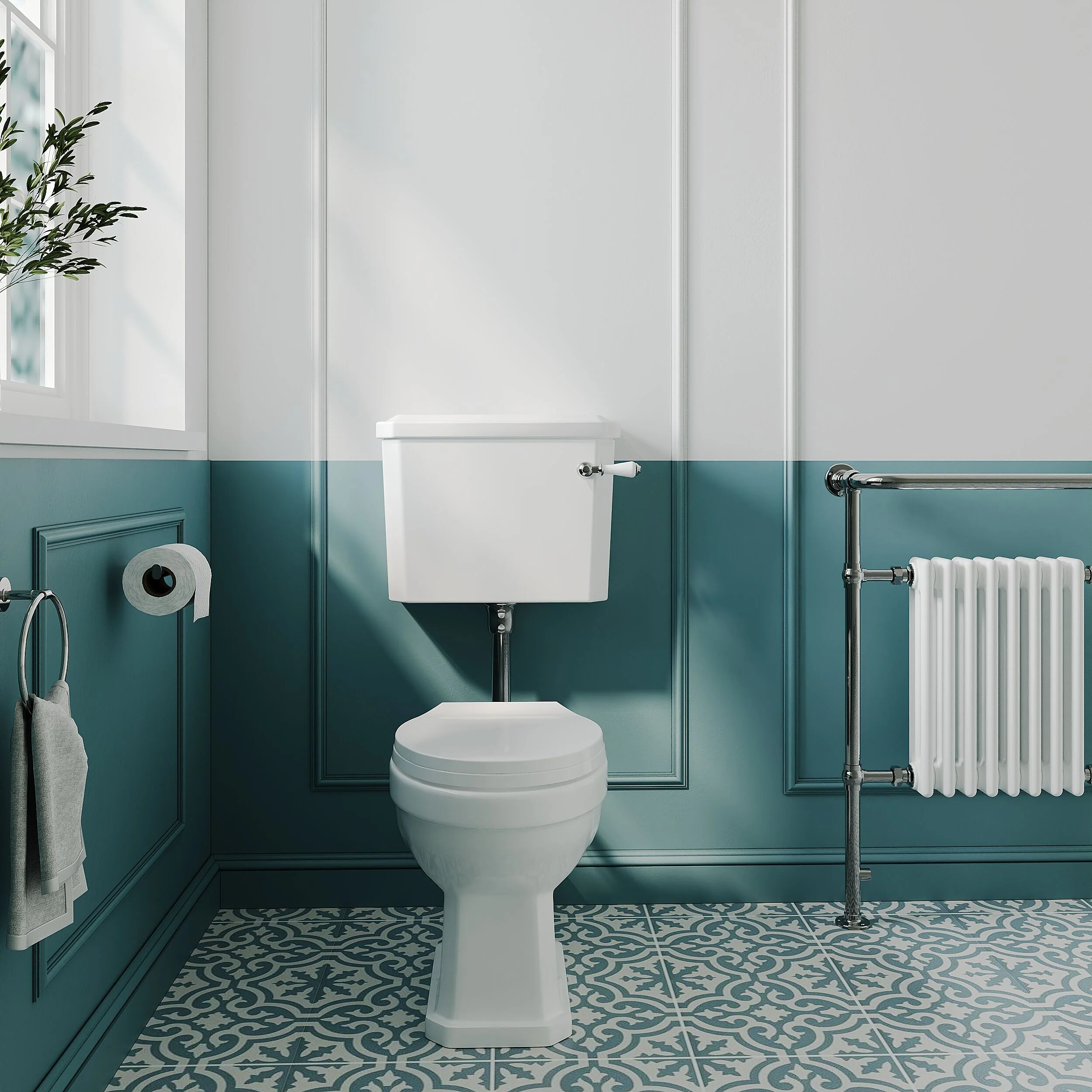 Traditional Classic Low Level Toilet Pan, Cistern and Flush Pipe Kit - Image 2