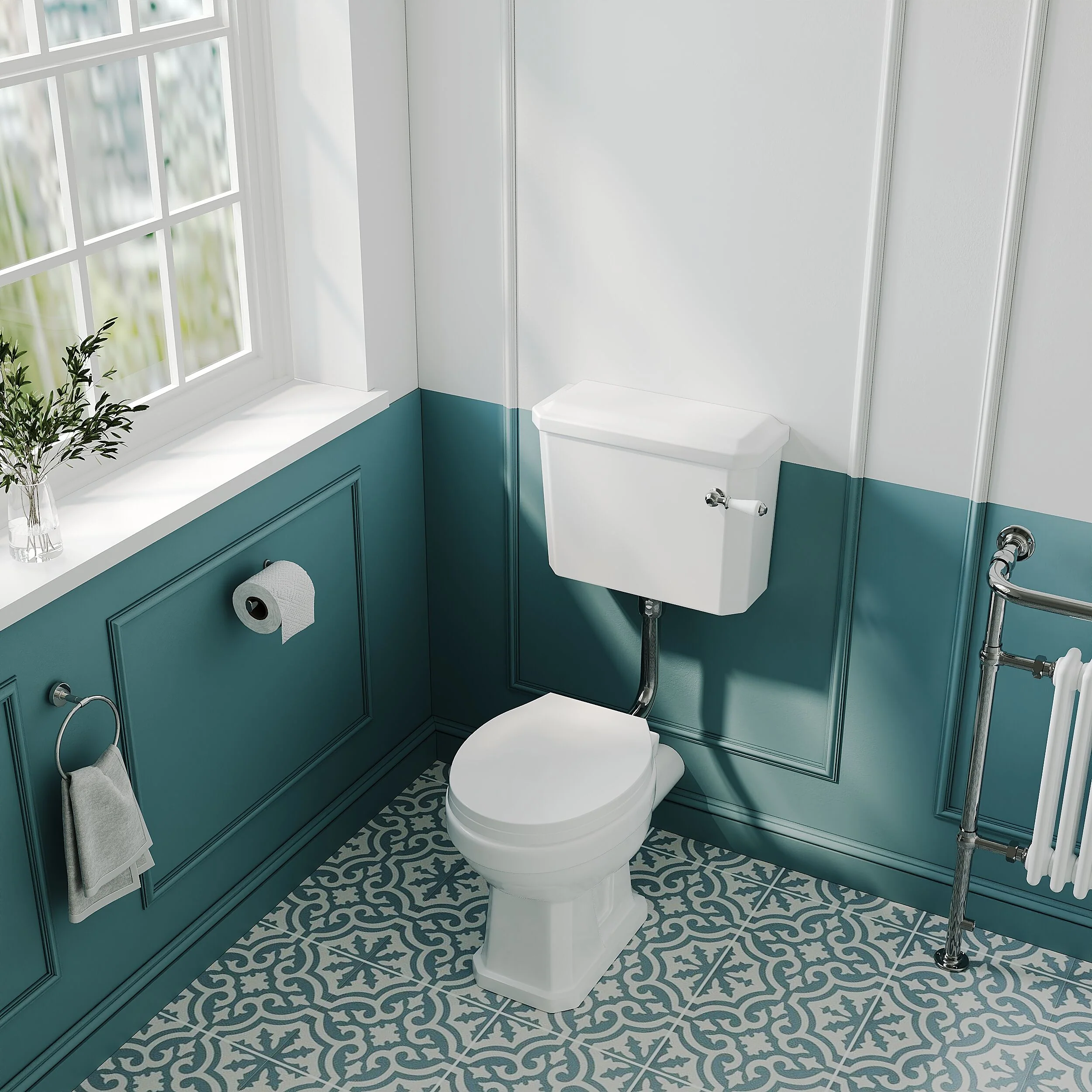 Traditional Classic Low Level Toilet Pan, Cistern and Flush Pipe Kit - Image 3