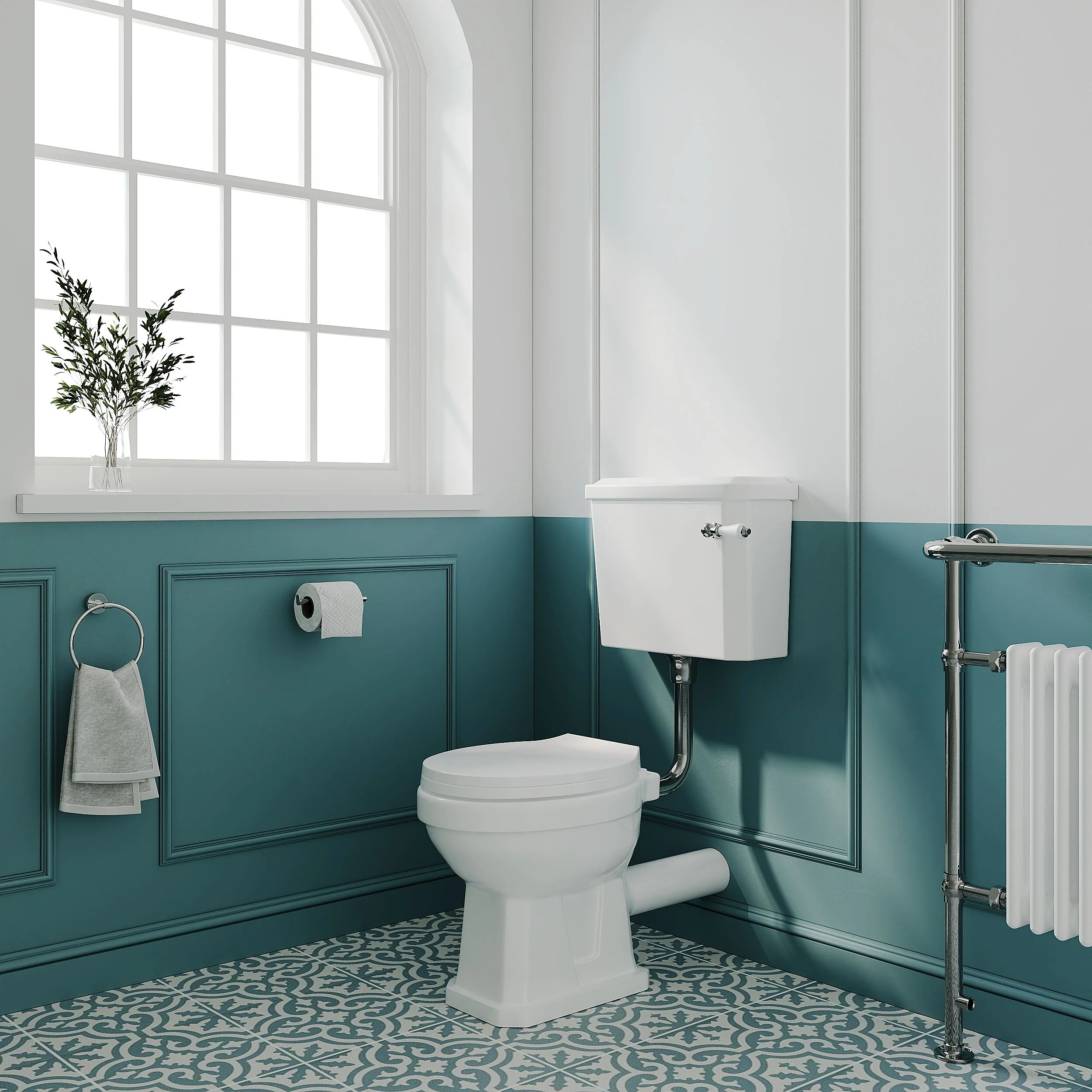 Traditional Classic Low Level Toilet Pan, Cistern and Flush Pipe Kit - Image 4