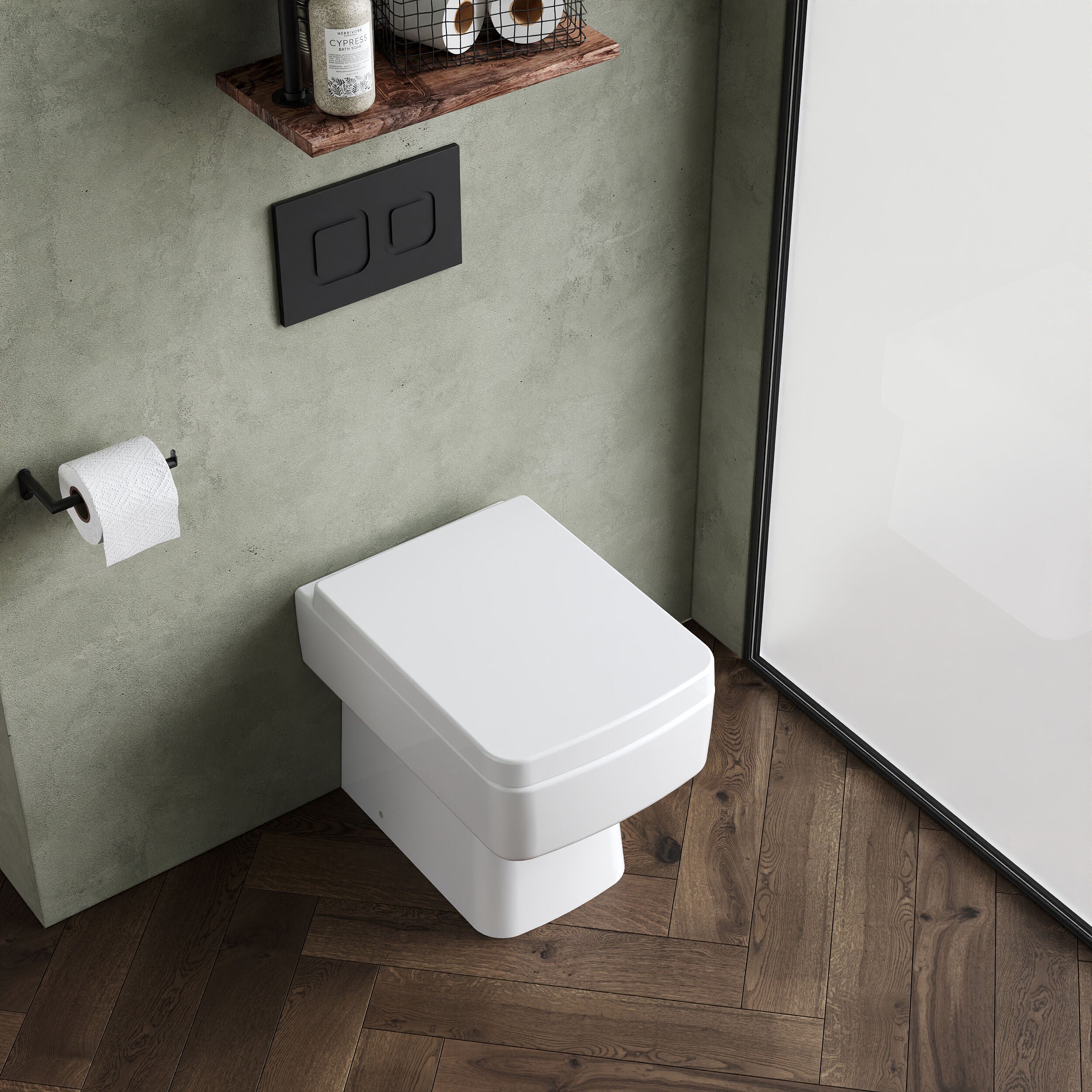 Square Back to Wall Toilet Pan, Modern Compact Ceramic WC Design, 400mm x 350mm x 520mm - White by Balterley - Image 3