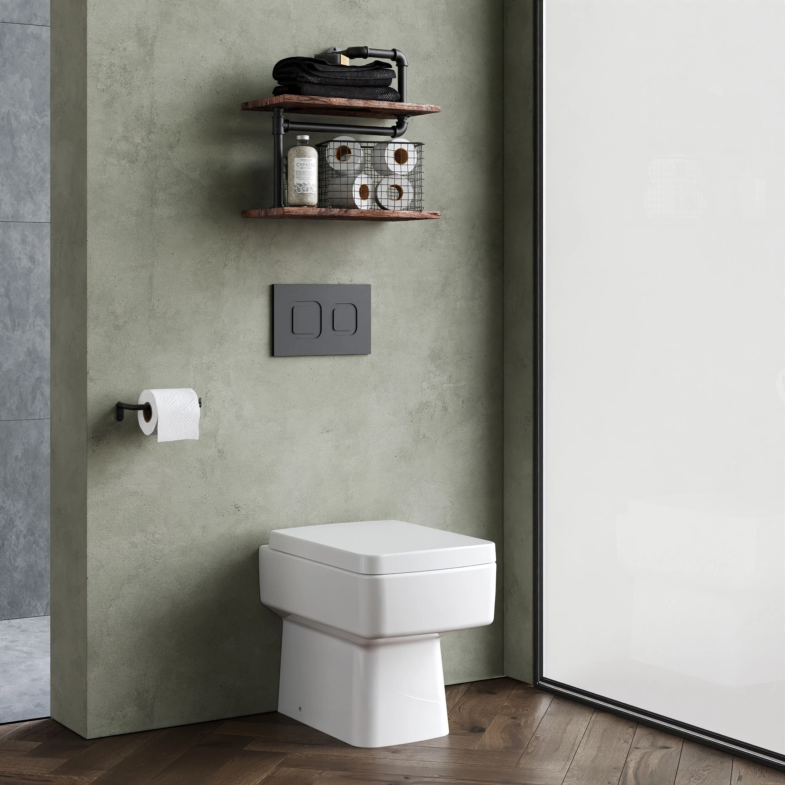 Square Back to Wall Toilet Pan, Modern Compact Ceramic WC Design, 400mm x 350mm x 520mm - White by Balterley - Image 4