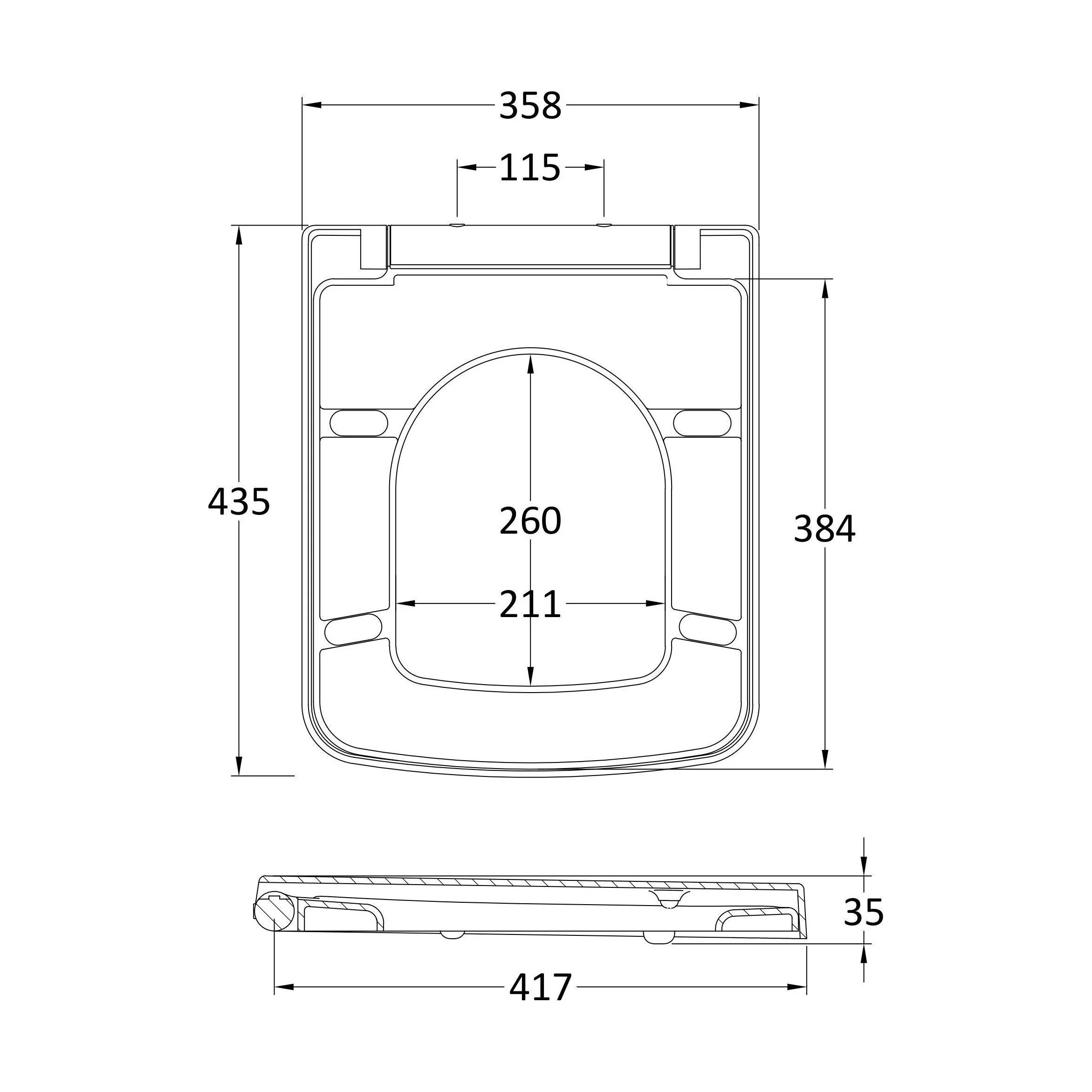 Luxury Square Top Fix Soft Close - Tapered Edge - White - Image 3