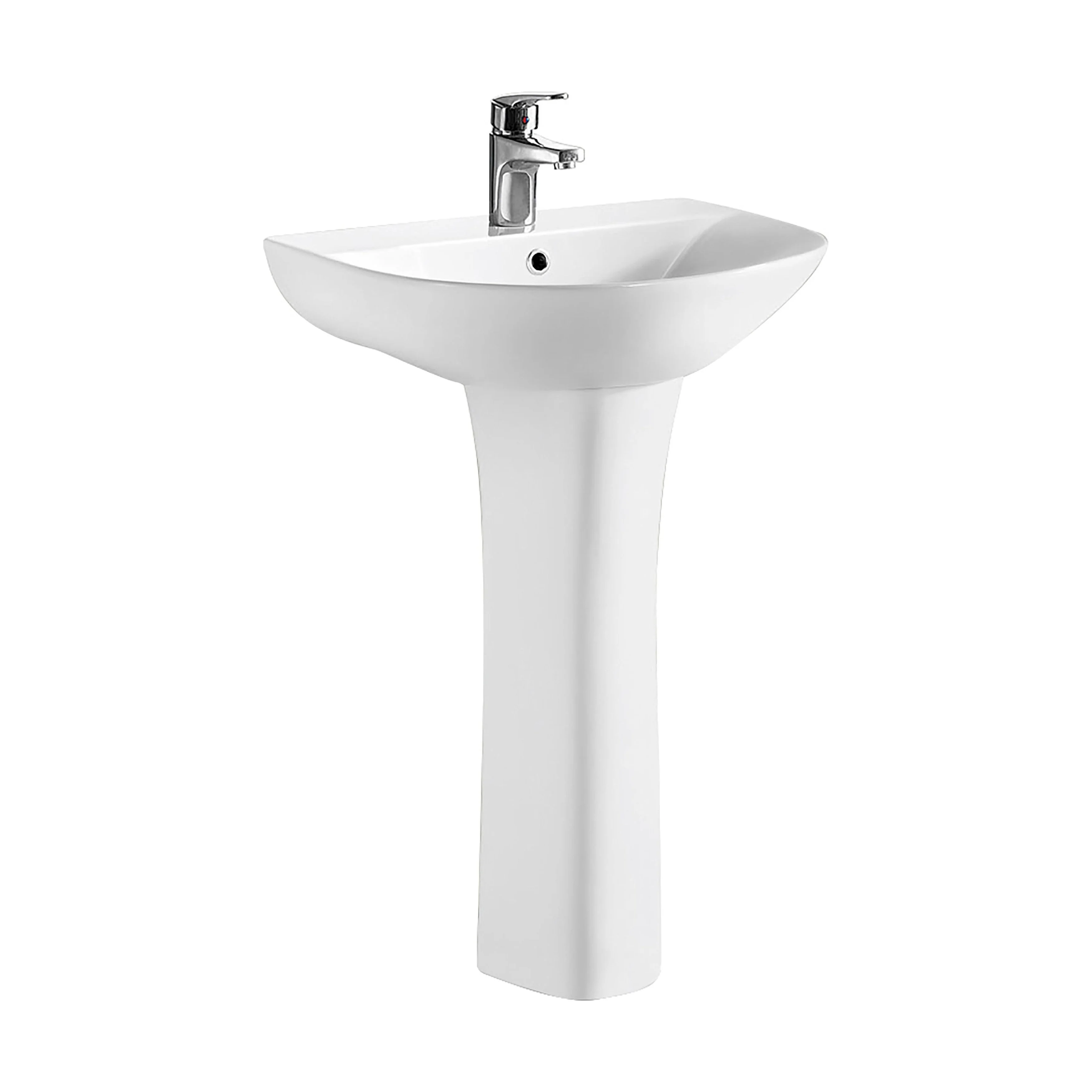 1 Tap Hole Round Ceramic Basin & Full Pedestal - 560mm - Image 5