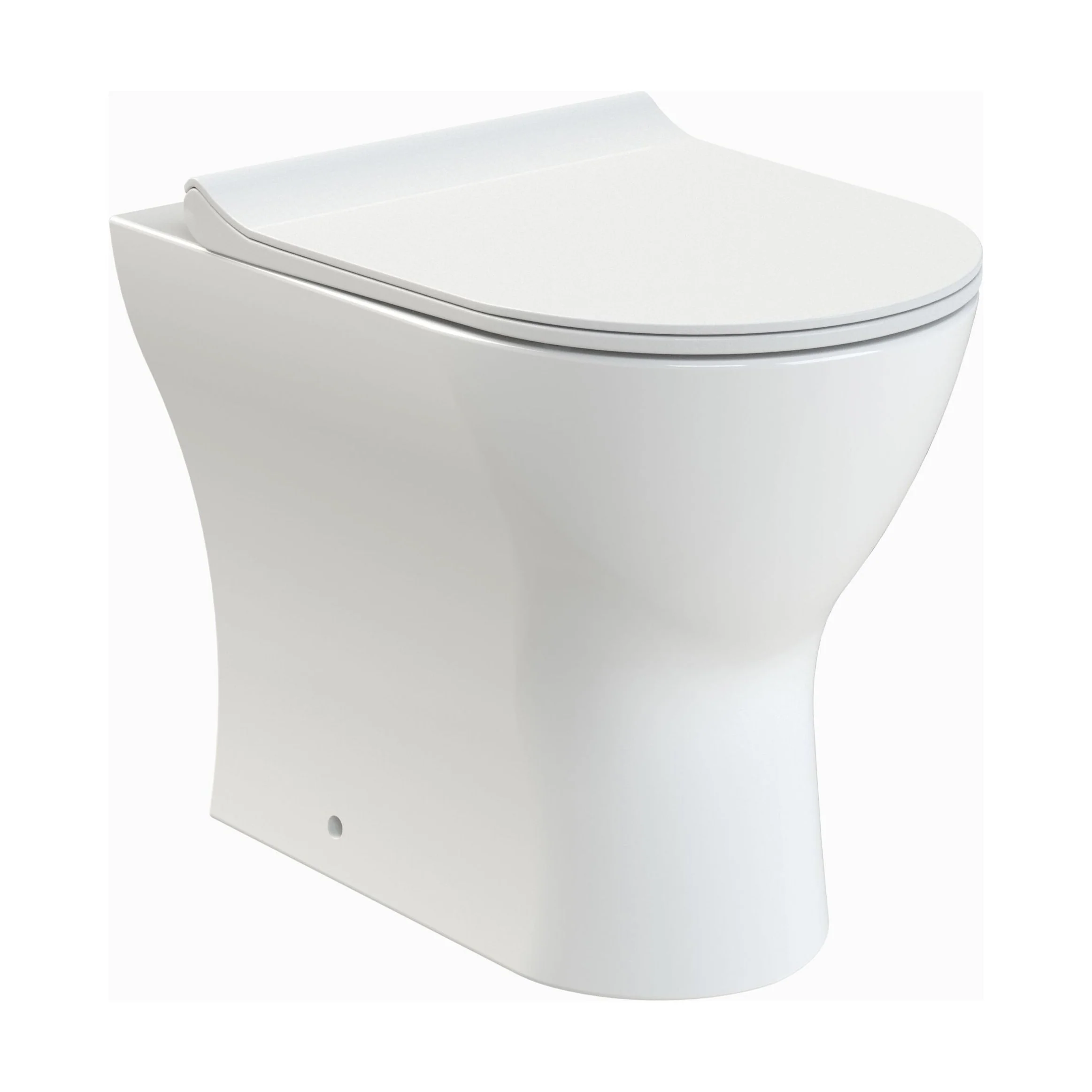 Rimless Back to Wall Toilet Pan with Soft Close Sandwich Seat, Modern Compact Ceramic WC Design - White by Balterley - Image 5