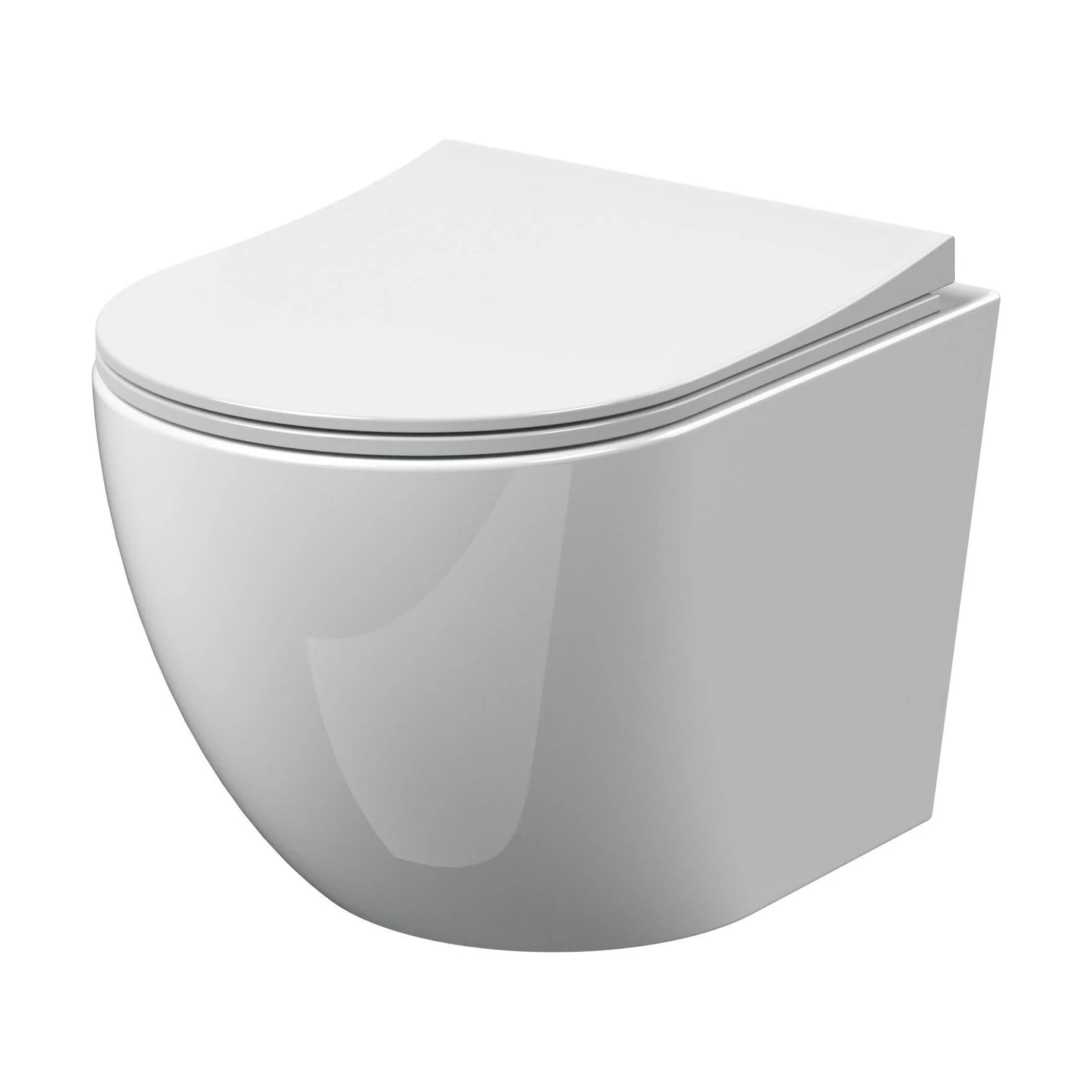Rimless Wall Hung Toilet Pan & Soft Close Sandwich Seat - 360mm x 360mm x 482mm - Image 5