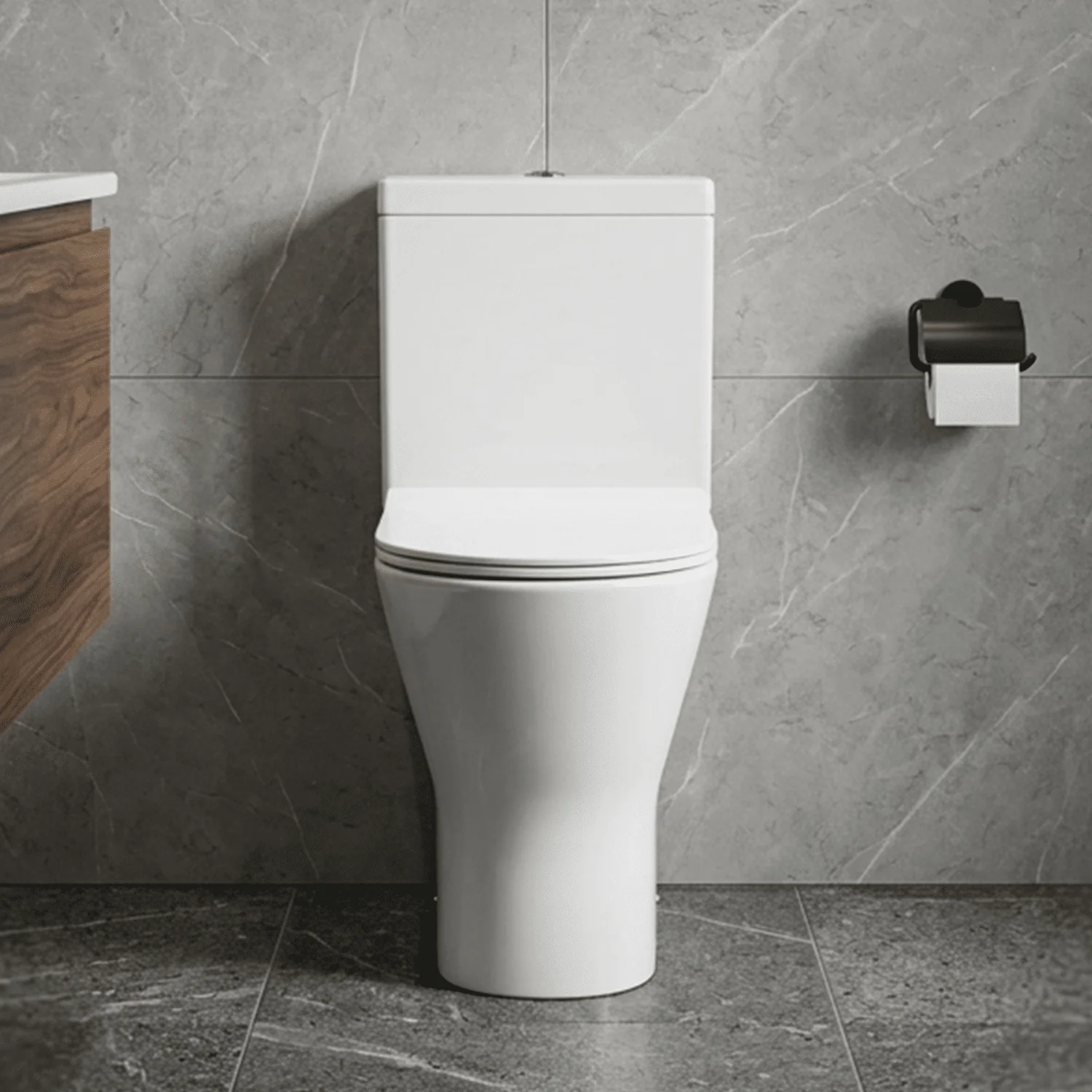 Comfort Height Rimless Toilet Pan, Cistern & Soft Close Seat - 845x380x605mm