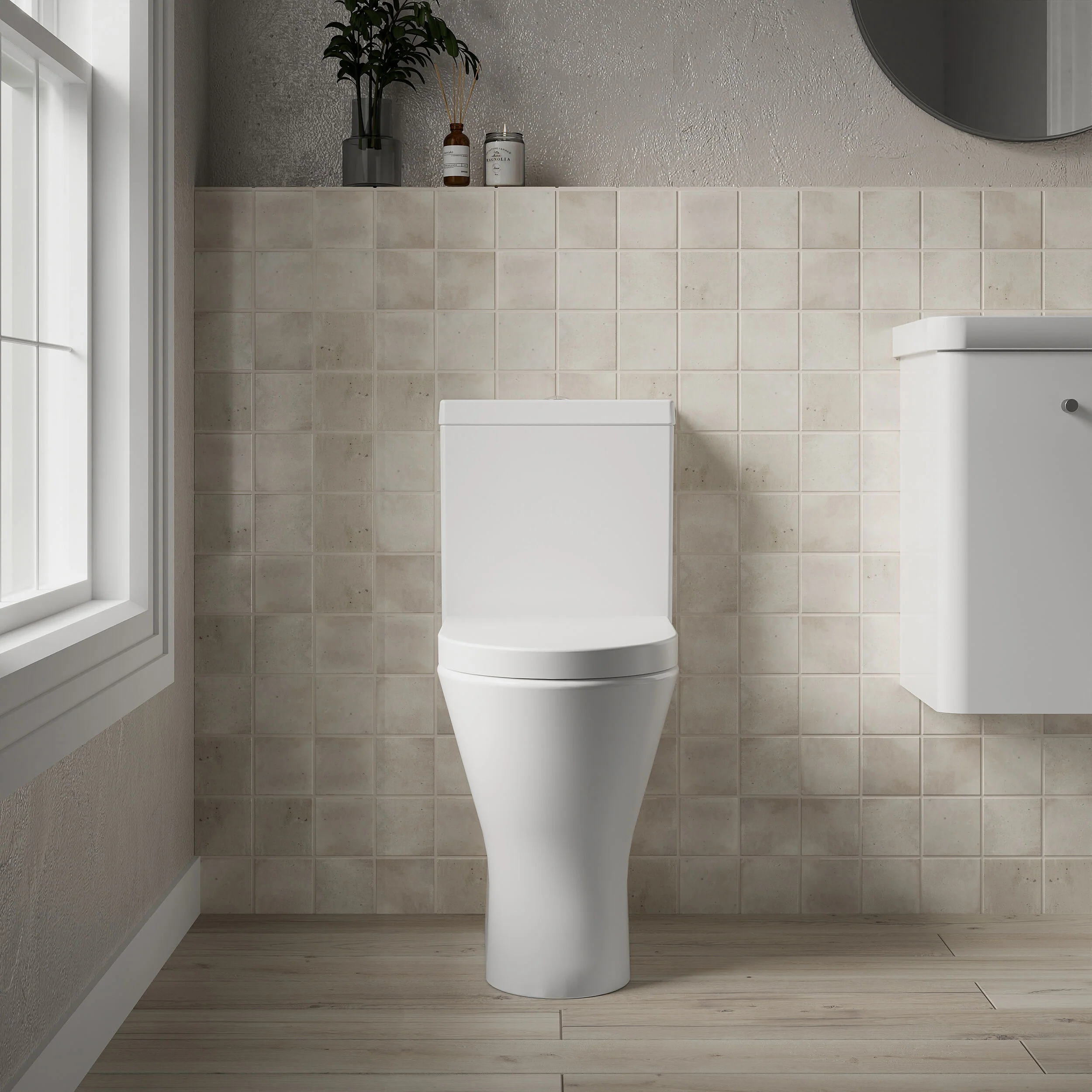 Comfort Height Rimless Toilet Pan, Cistern & Soft Close Seat - 845x380x605mm - Image 2