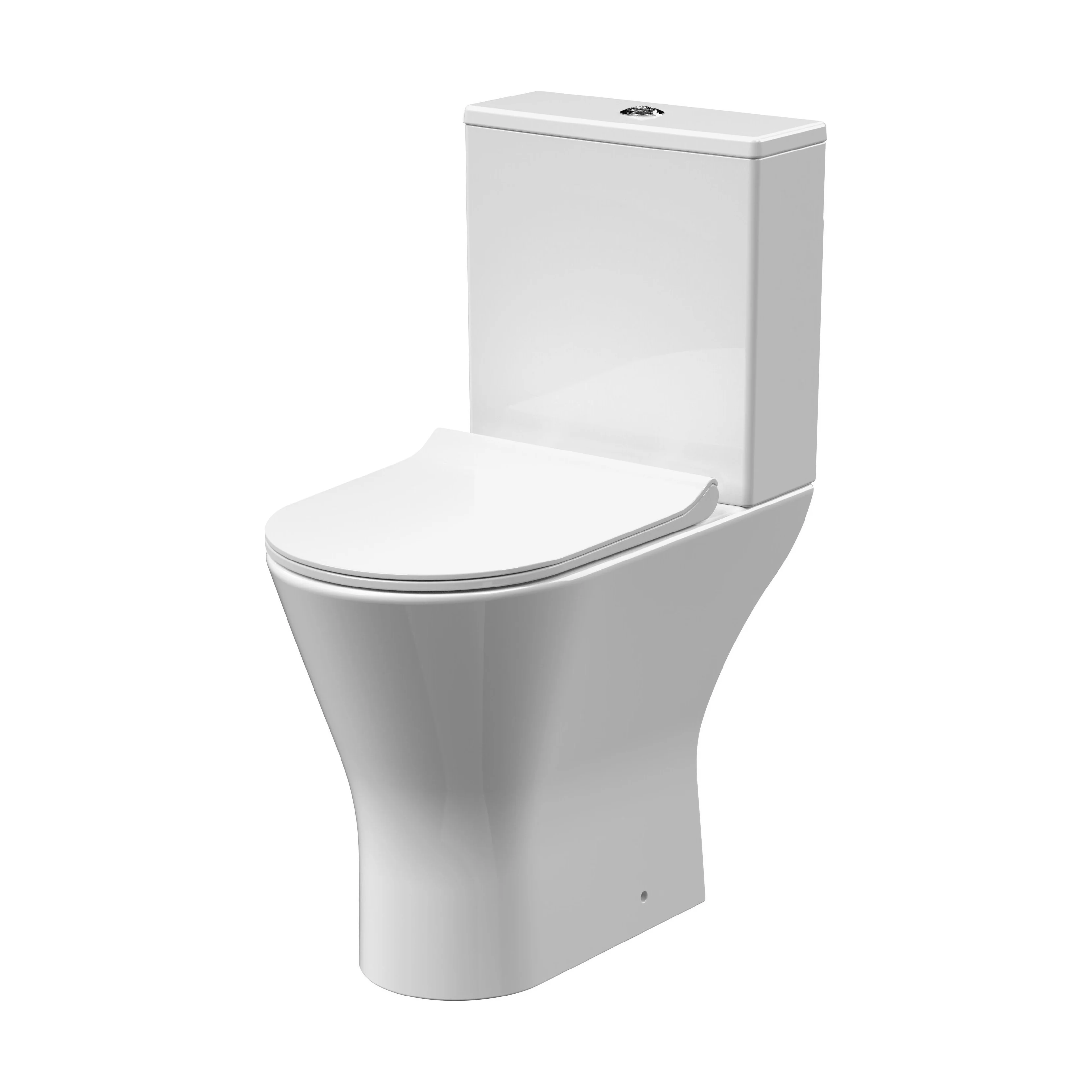 Comfort Height Rimless Toilet Pan, Cistern & Soft Close Seat - 845x380x605mm - Image 5