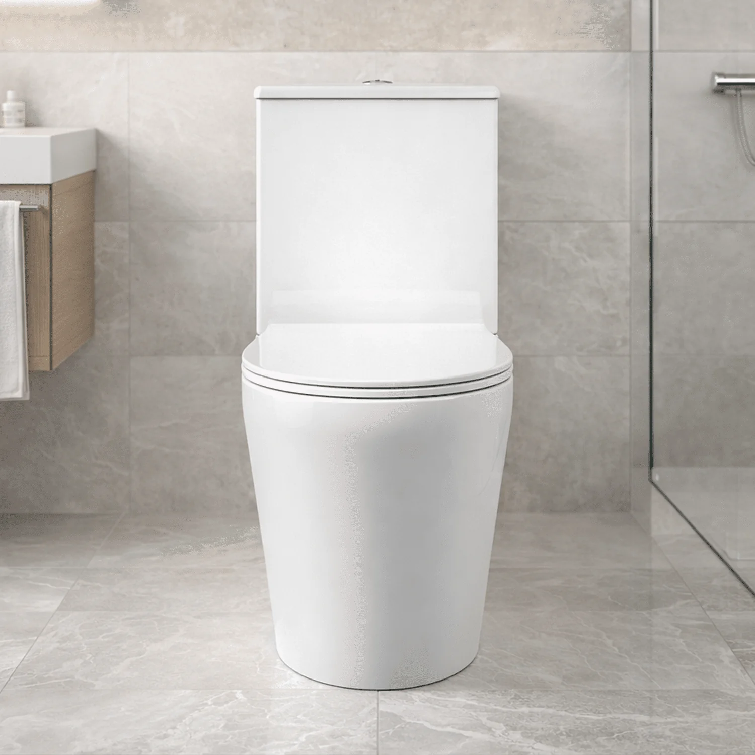 Compact Rimless Flush to Wall Toilet Pan, Cistern & Soft Close Sandwich Seat - 798mm x 385mm x 612mm