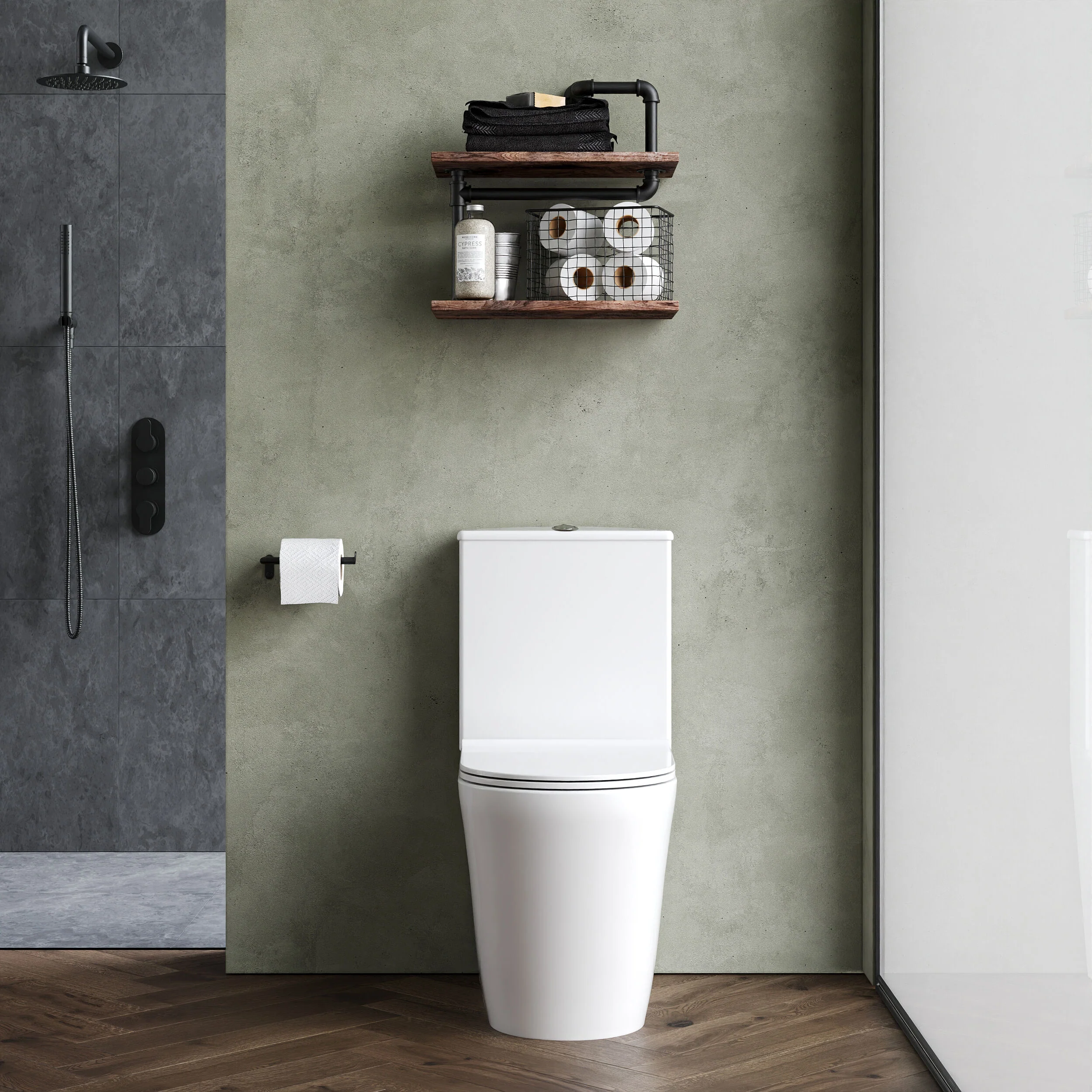 Compact Rimless Flush to Wall Toilet Pan, Cistern & Soft Close Sandwich Seat - 798mm x 385mm x 612mm - Image 2