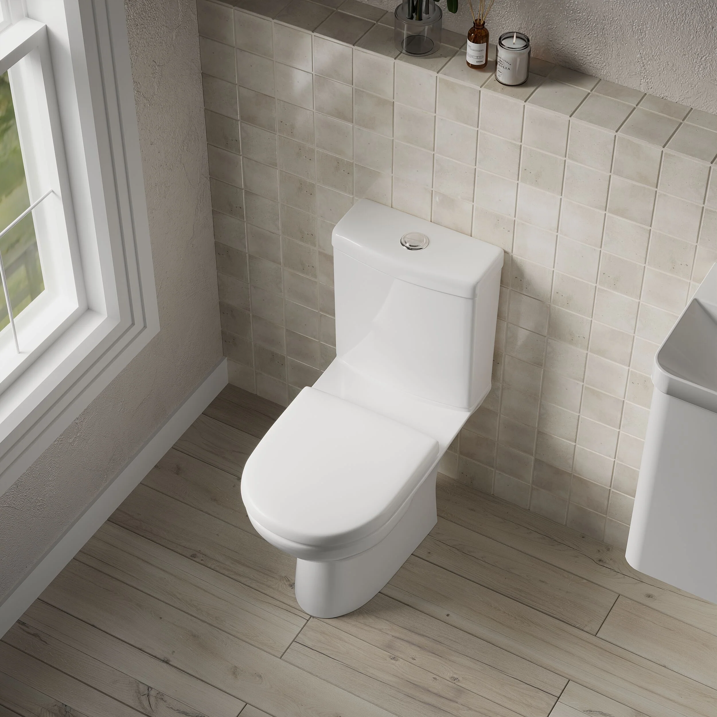 Compact Toilet Pan & Cistern  - 805mm x 360mm x 625mm - Image 3