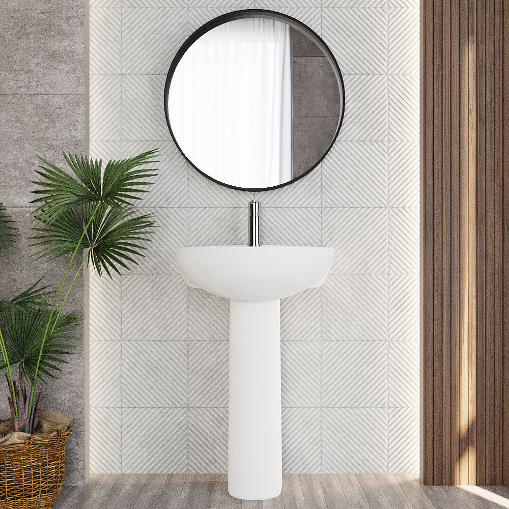 Round 1 Tap Hole Basin with Full Pedestal - Image 2