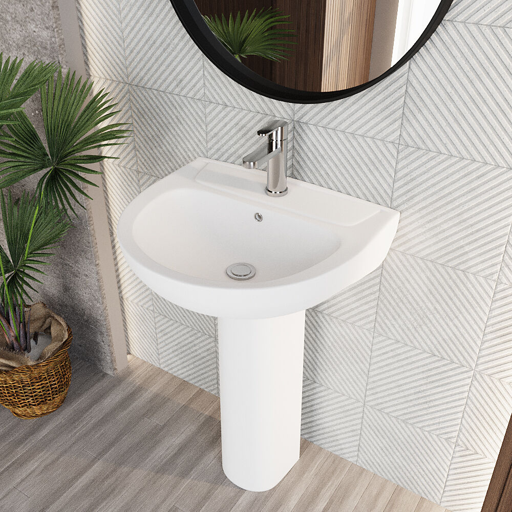 Round 1 Tap Hole Basin with Full Pedestal - Image 3