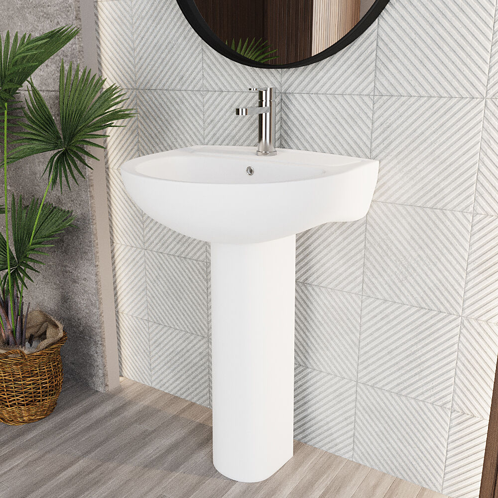 Round 1 Tap Hole Basin with Full Pedestal - Image 4