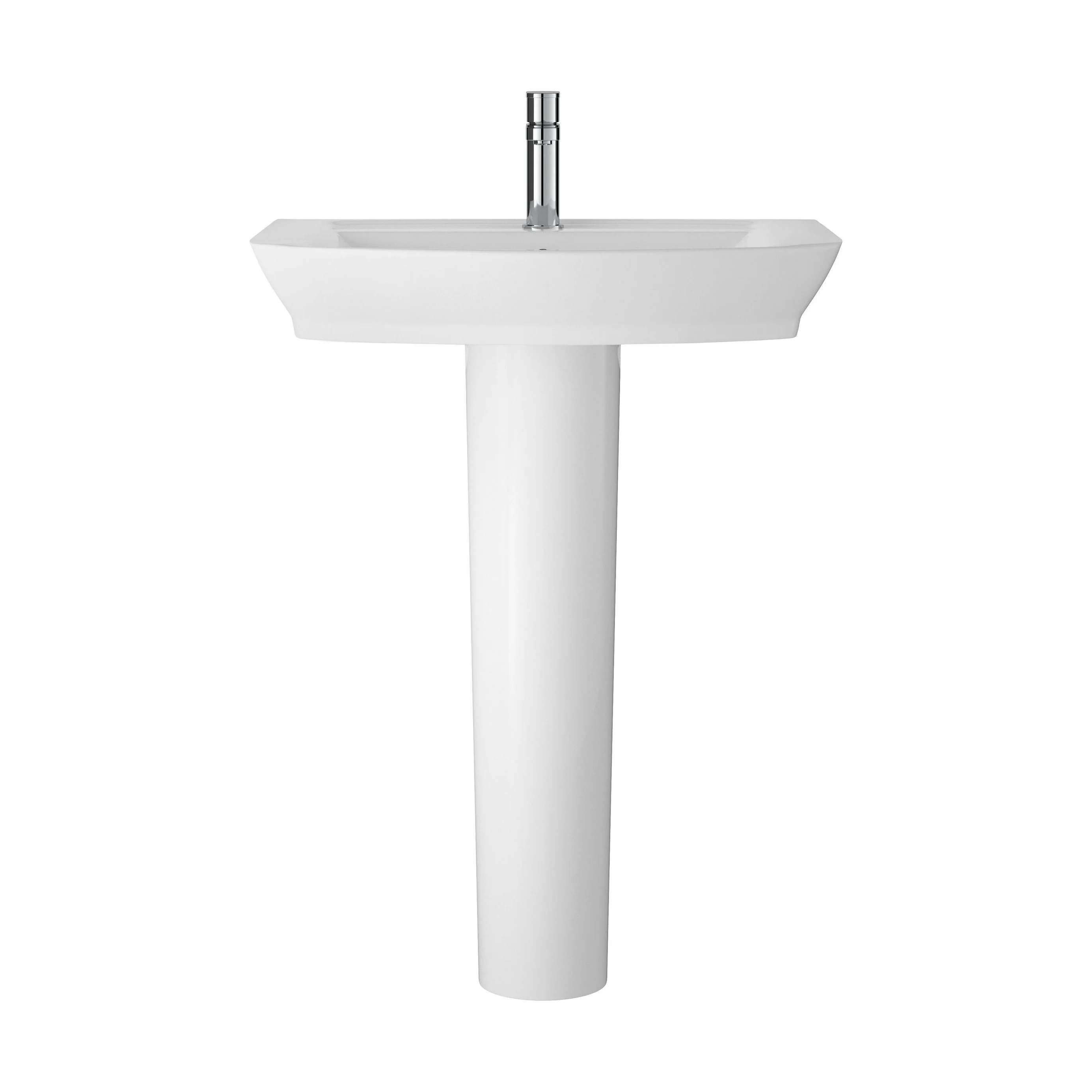 Spirit Ceramic Square Basin with Full Pedestal, 650mm - Modern Bathroom Sink Design (Tap Not Included) by Balterley