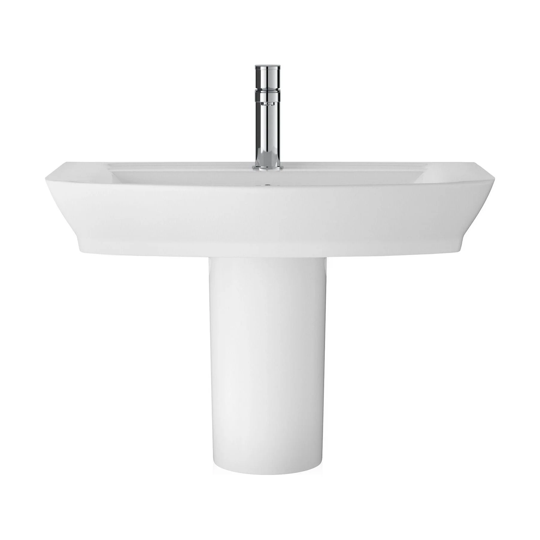 Spirit Square Ceramic Basin and Semi Pedestal, 850mm - Balterley