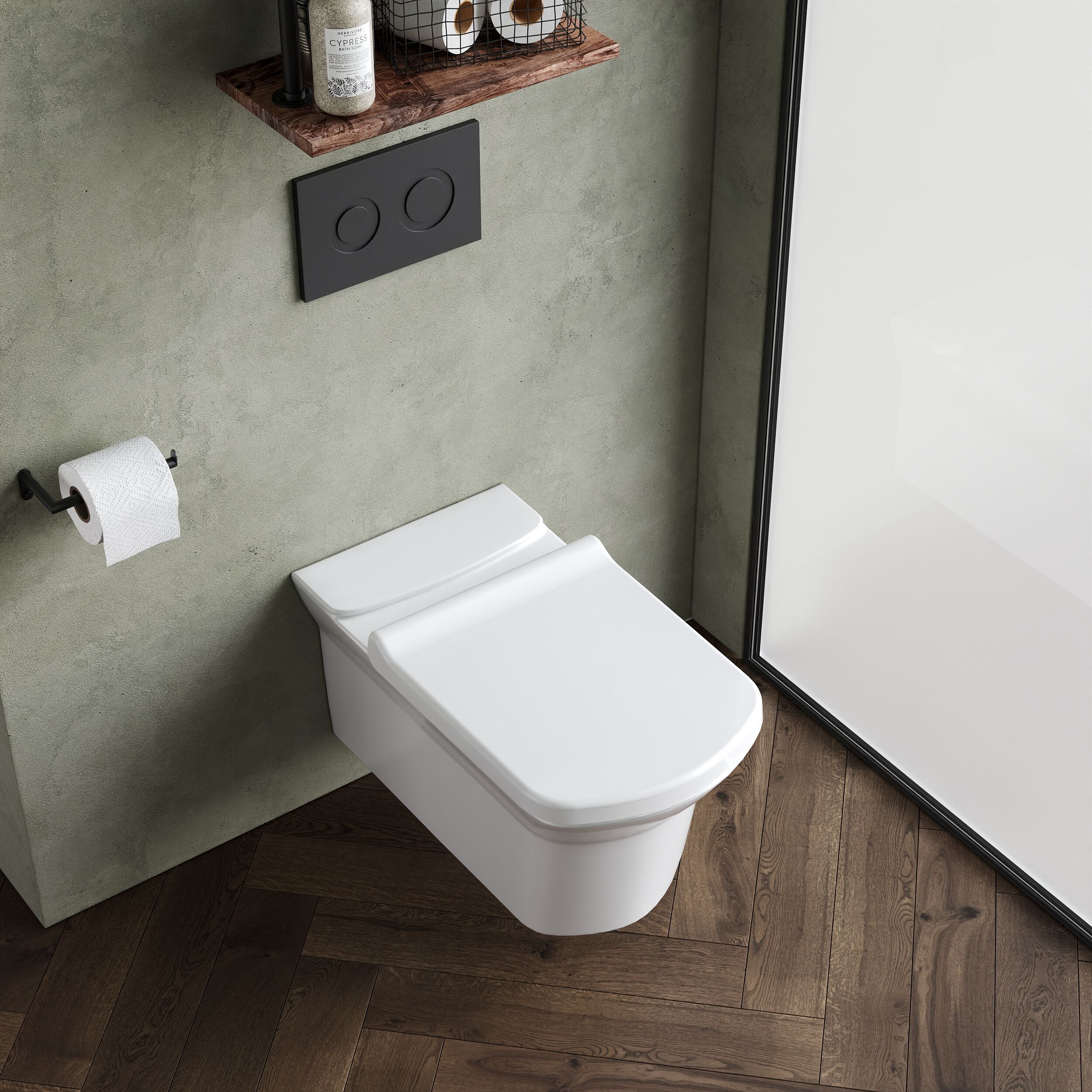 Spirit Square Wall Hung Ceramic Toilet Pan & Soft Close & Seat, 400mm - Balterley - Image 3