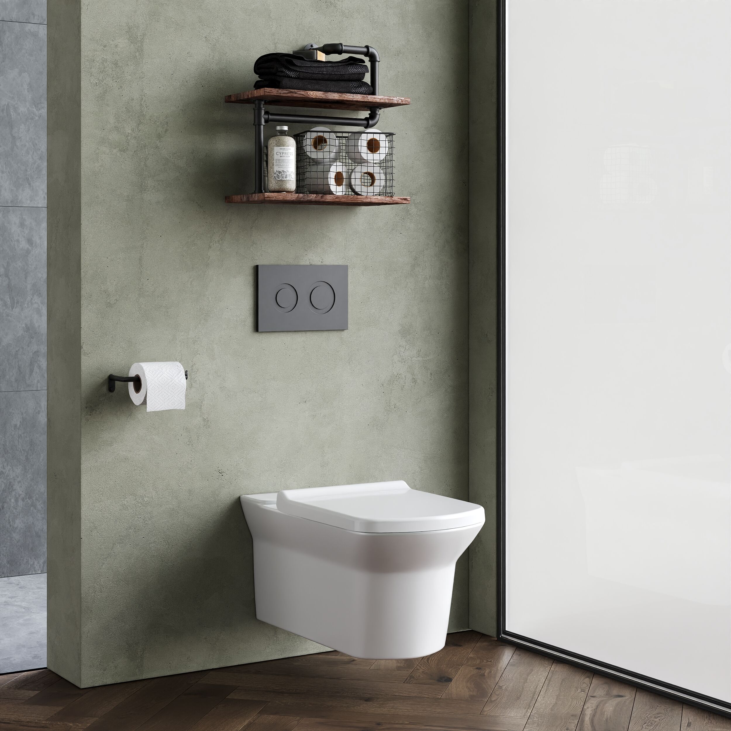 Spirit Square Wall Hung Ceramic Toilet Pan & Soft Close & Seat, 400mm - Balterley - Image 4