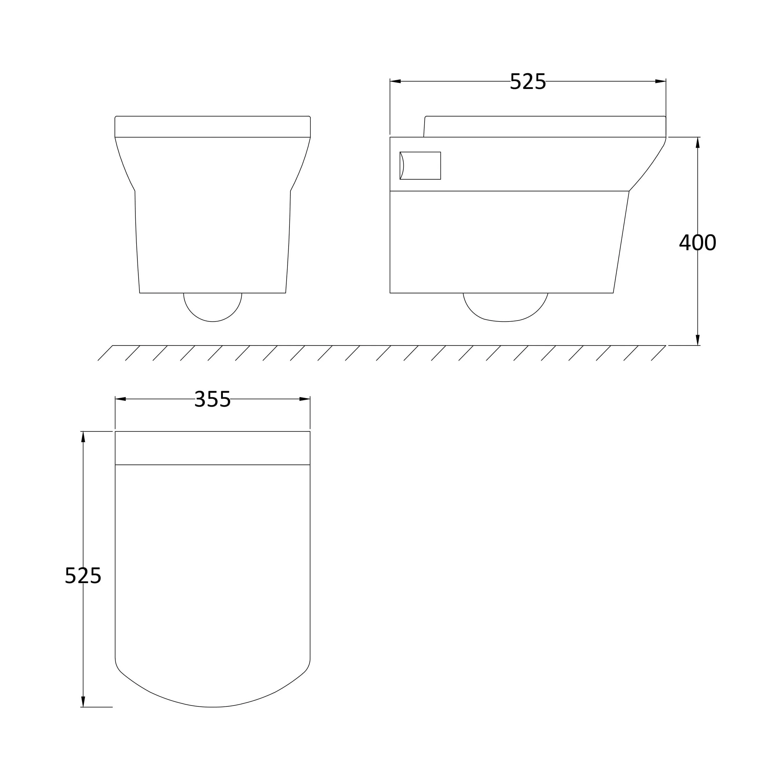Spirit Square Wall Hung Ceramic Toilet Pan & Soft Close & Seat, 400mm - Balterley - Image 5