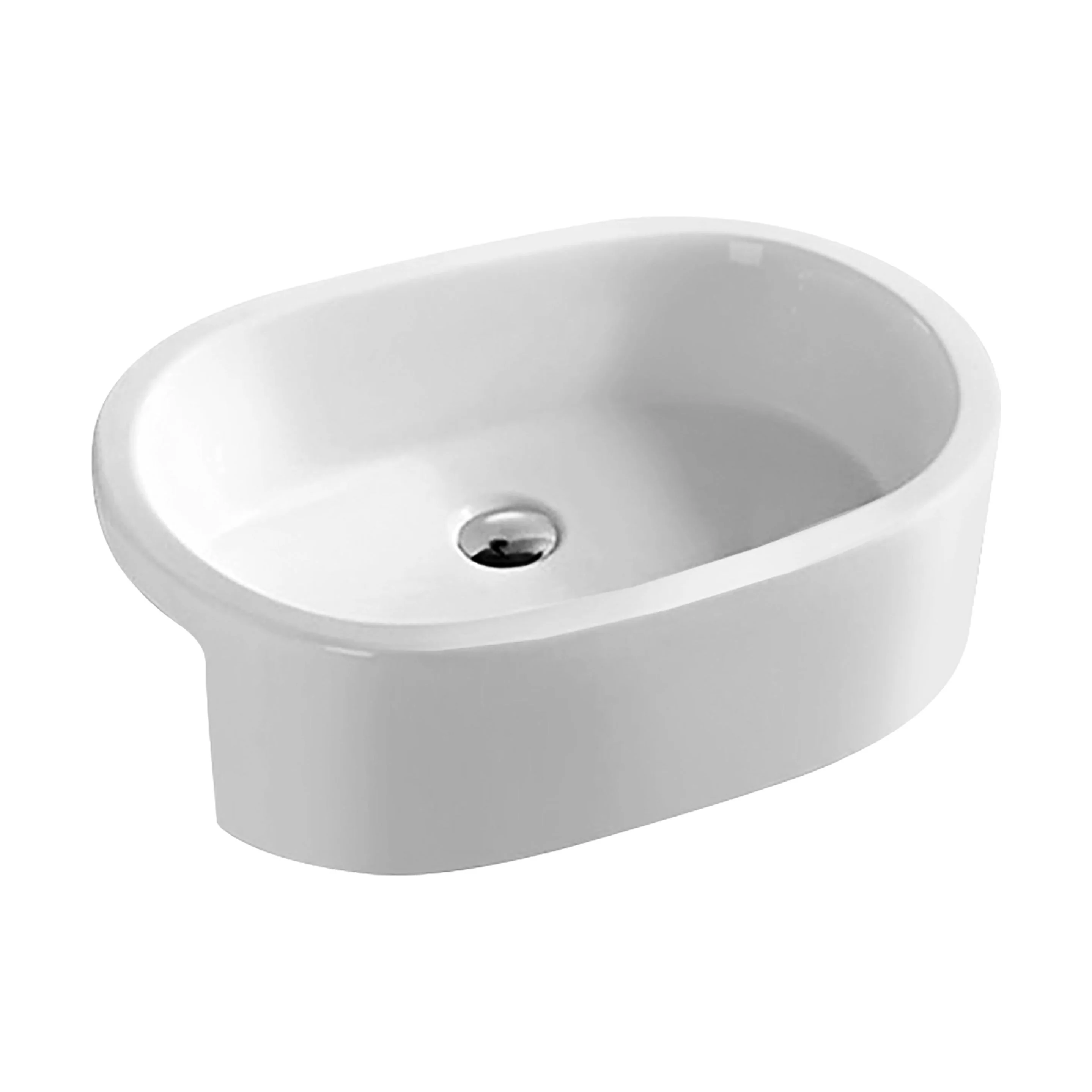 Balterley Nove Semi-Recessed Bathroom Basin, Contemporary Style, Rounded Design, White, Countertop Friendly, 570 mm