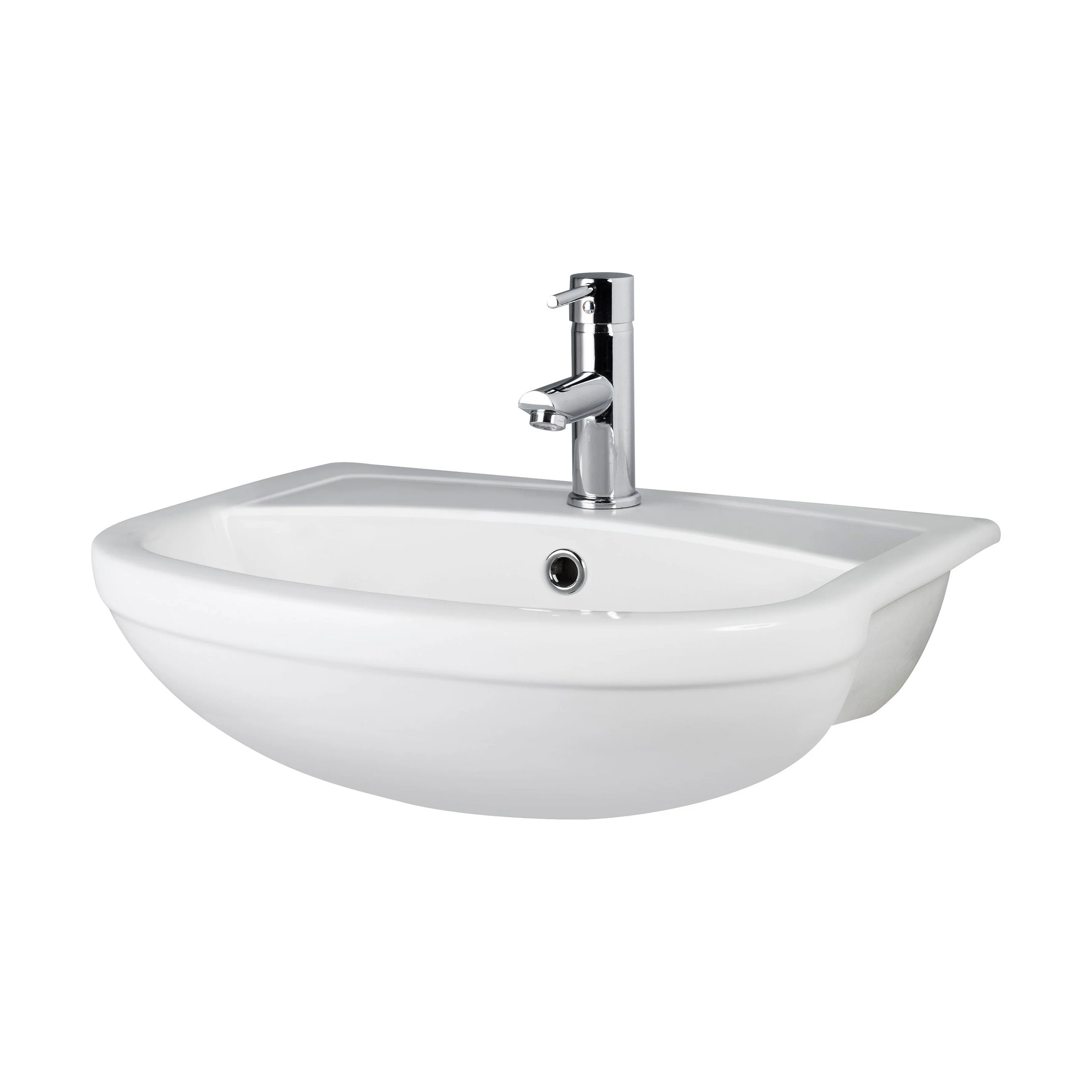 Round Ceramics Semi Recessed 1 Tap Hole Basin (Tap Not Included), 500mm - Balterley