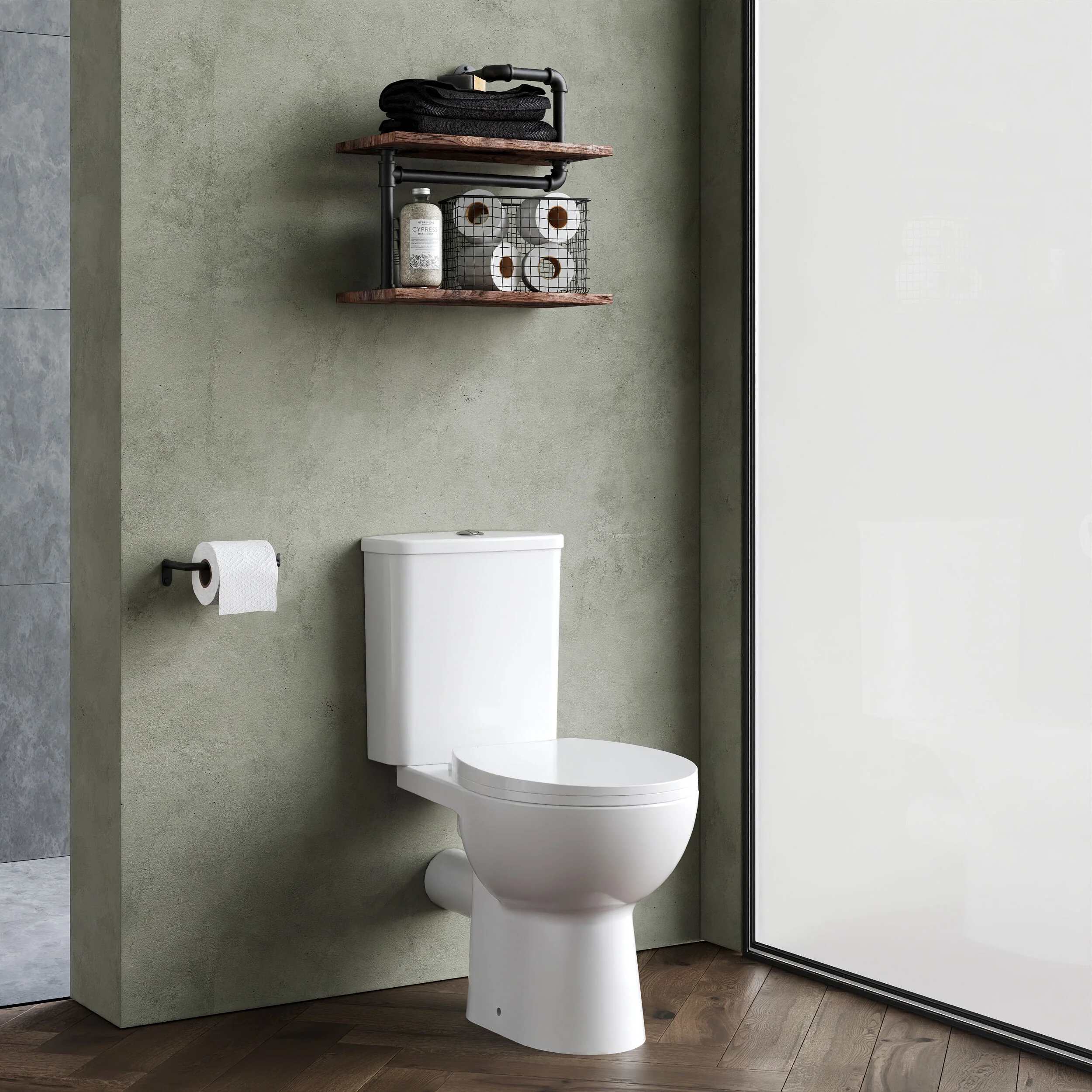 Contemporary Curved Rimless Toilet Pan, Cistern and Soft Close Seat - Image 4