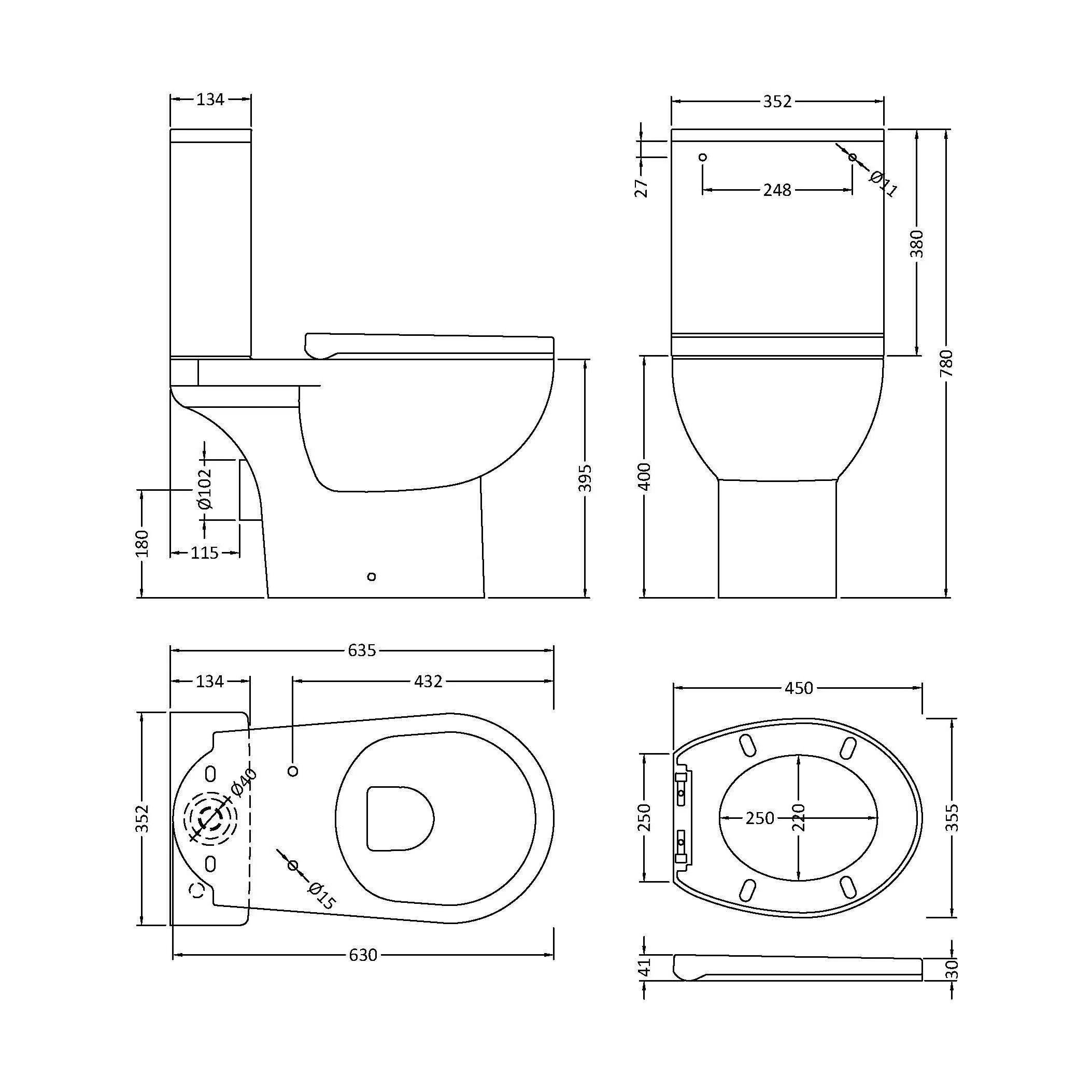 Contemporary Curved Rimless Toilet Pan, Cistern and Soft Close Seat - Image 5