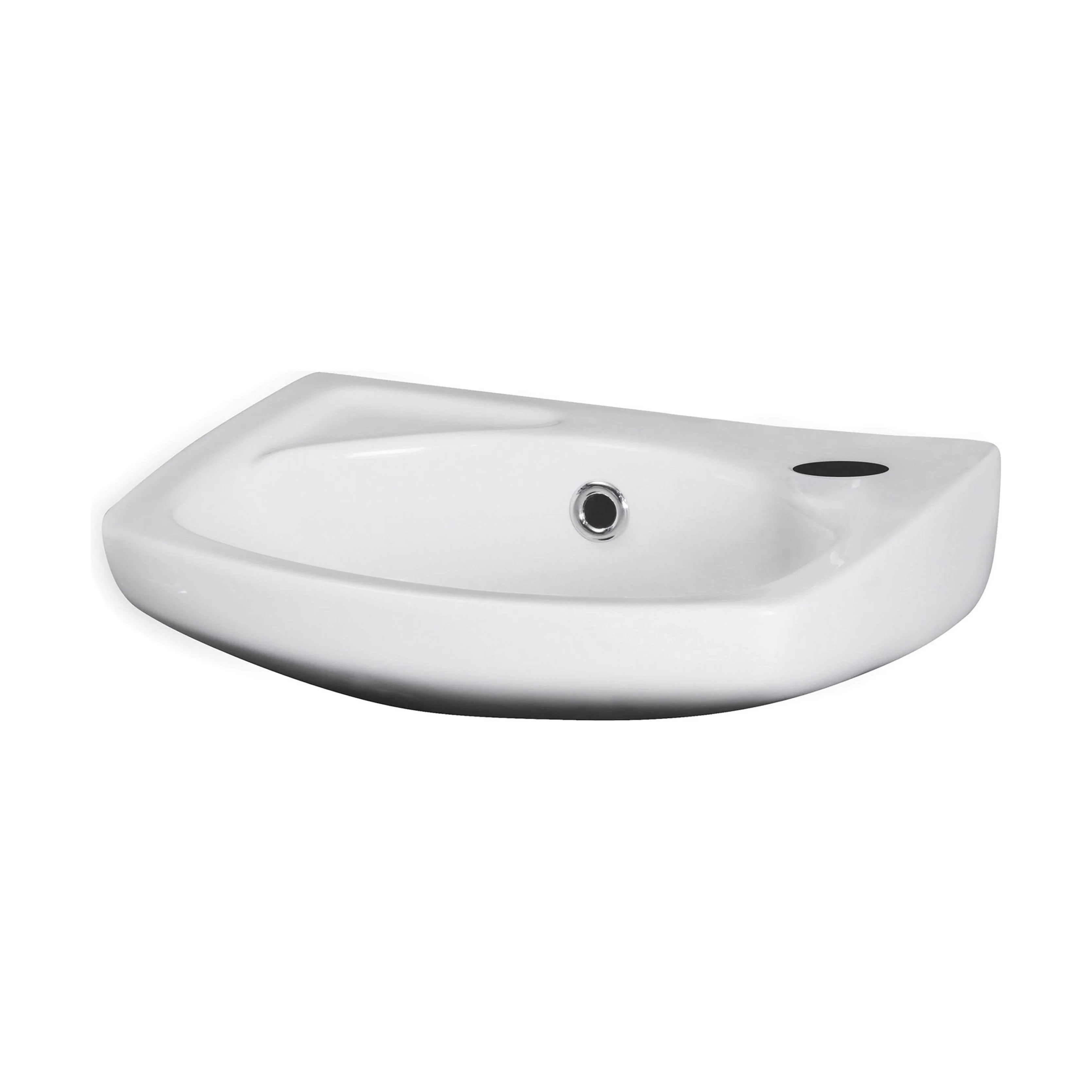 Balterley Adley Modern Wall Hung Ceramic Basin with Overflow and Tap Hole, 350mm - White