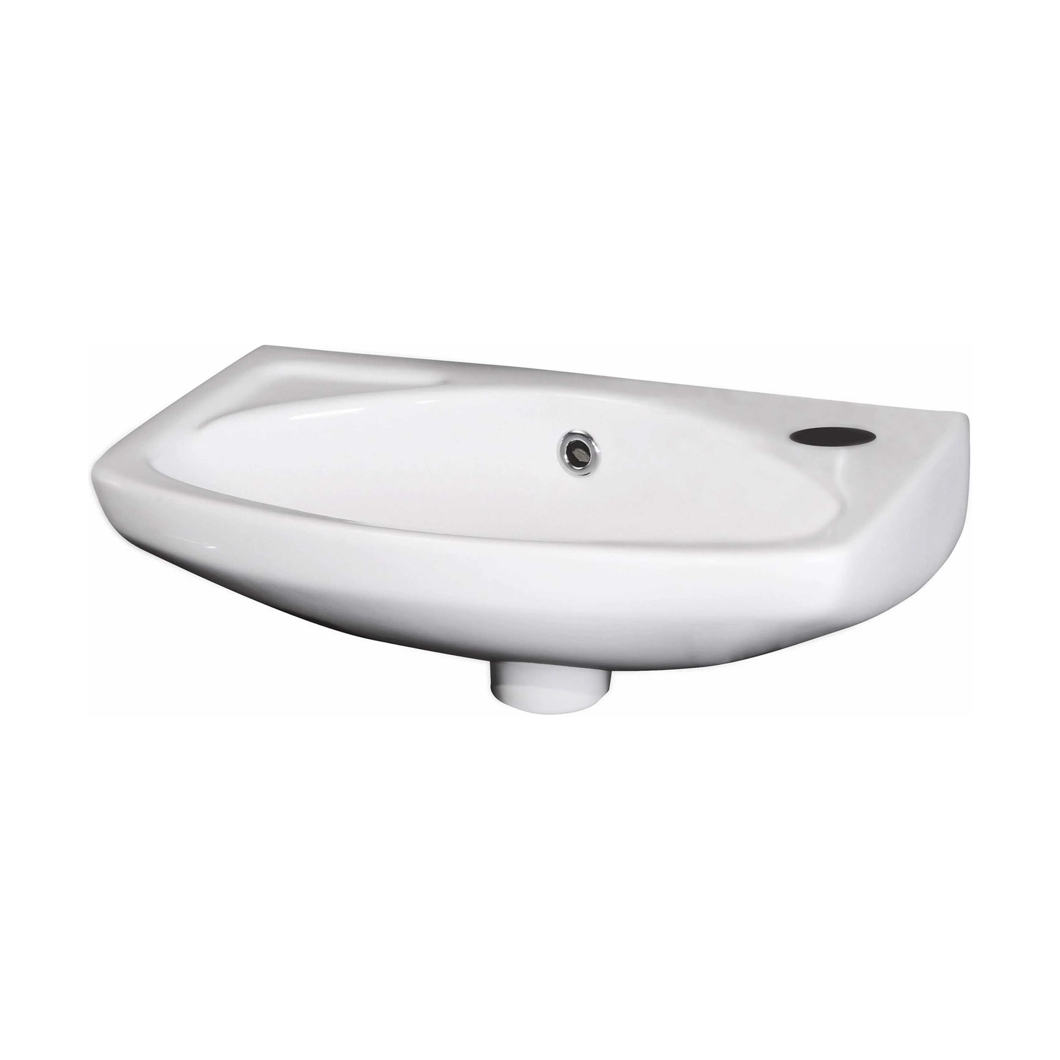 Balterley Adley Cloakroom Wall Hung 1 Tap Hole Oval Ceramic Basin with Overflow, 450mm - White