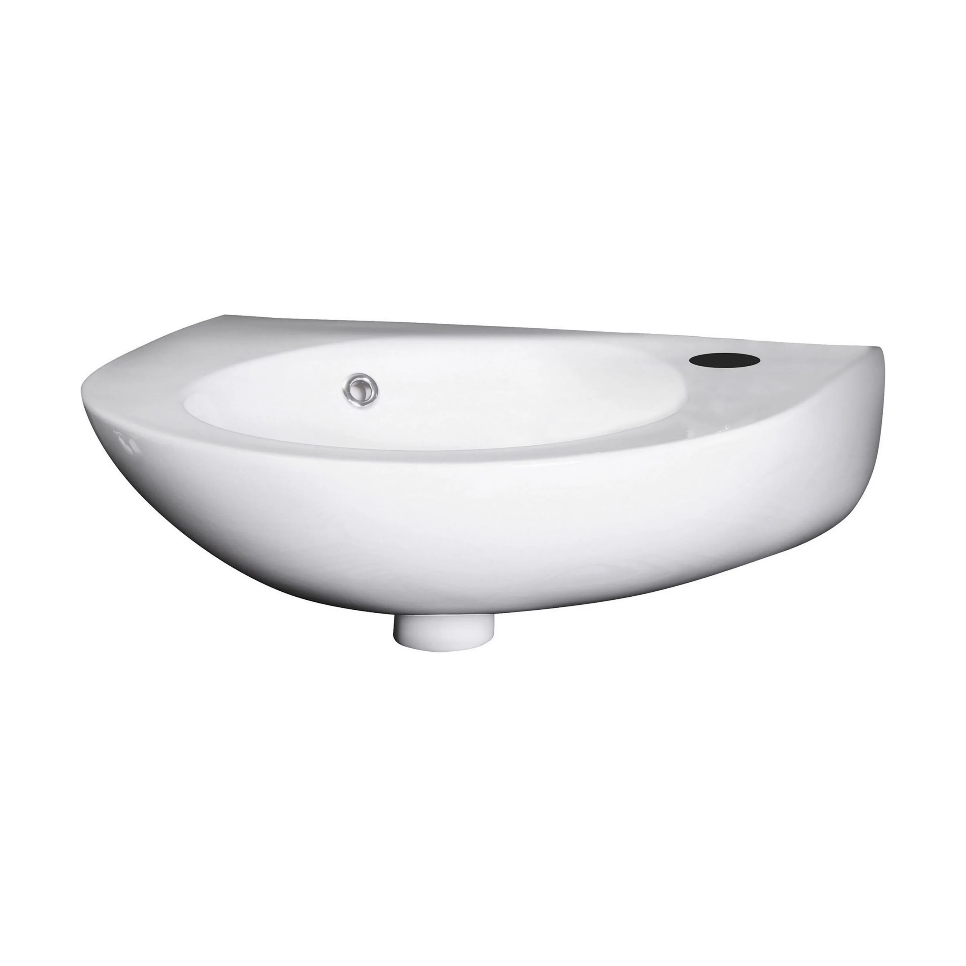 Balterley Adley Cloakroom Wall Hung 1 Tap Hole Round Ceramic Basin with Overflow, 350mm - White