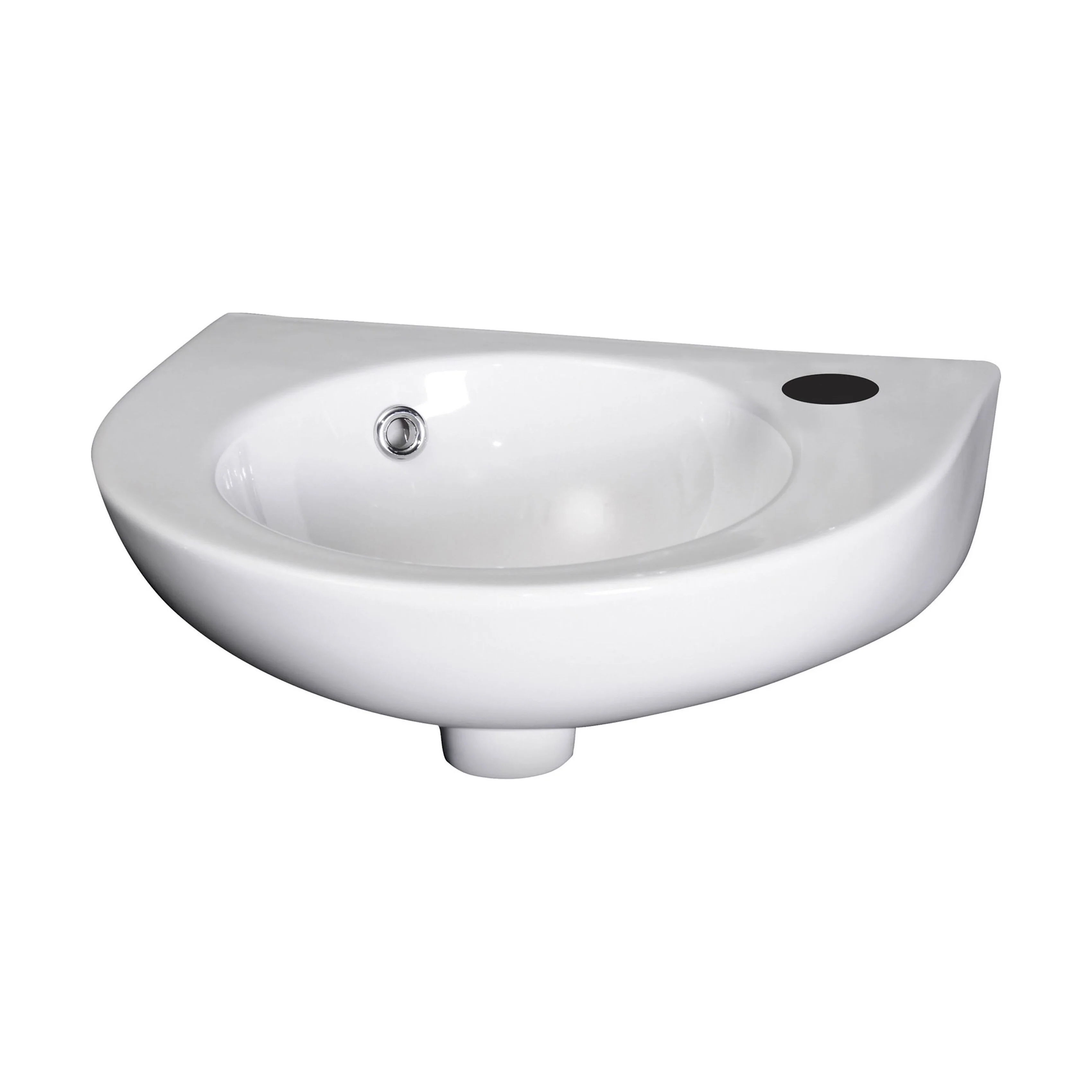 Balterley Adley Cloakroom Wall Hung 1 Tap Hole Round Ceramic Basin with Overflow, 450mm - White