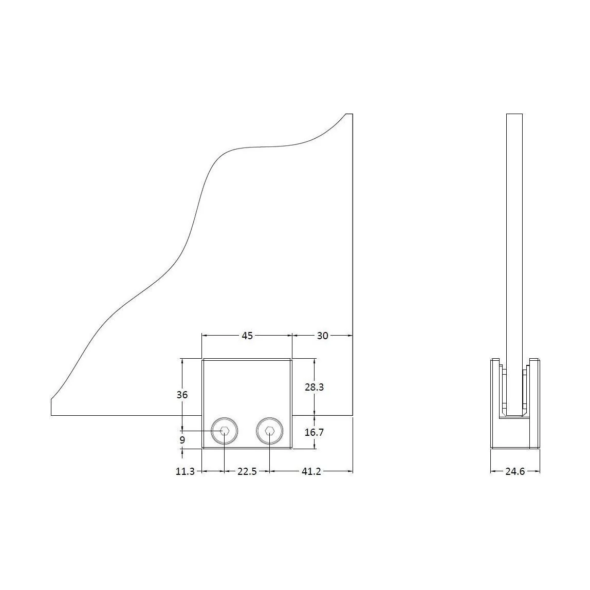 Balterley Wetroom Accessories Screen Support Foot & Wall Bracket - Chrome - Image 2