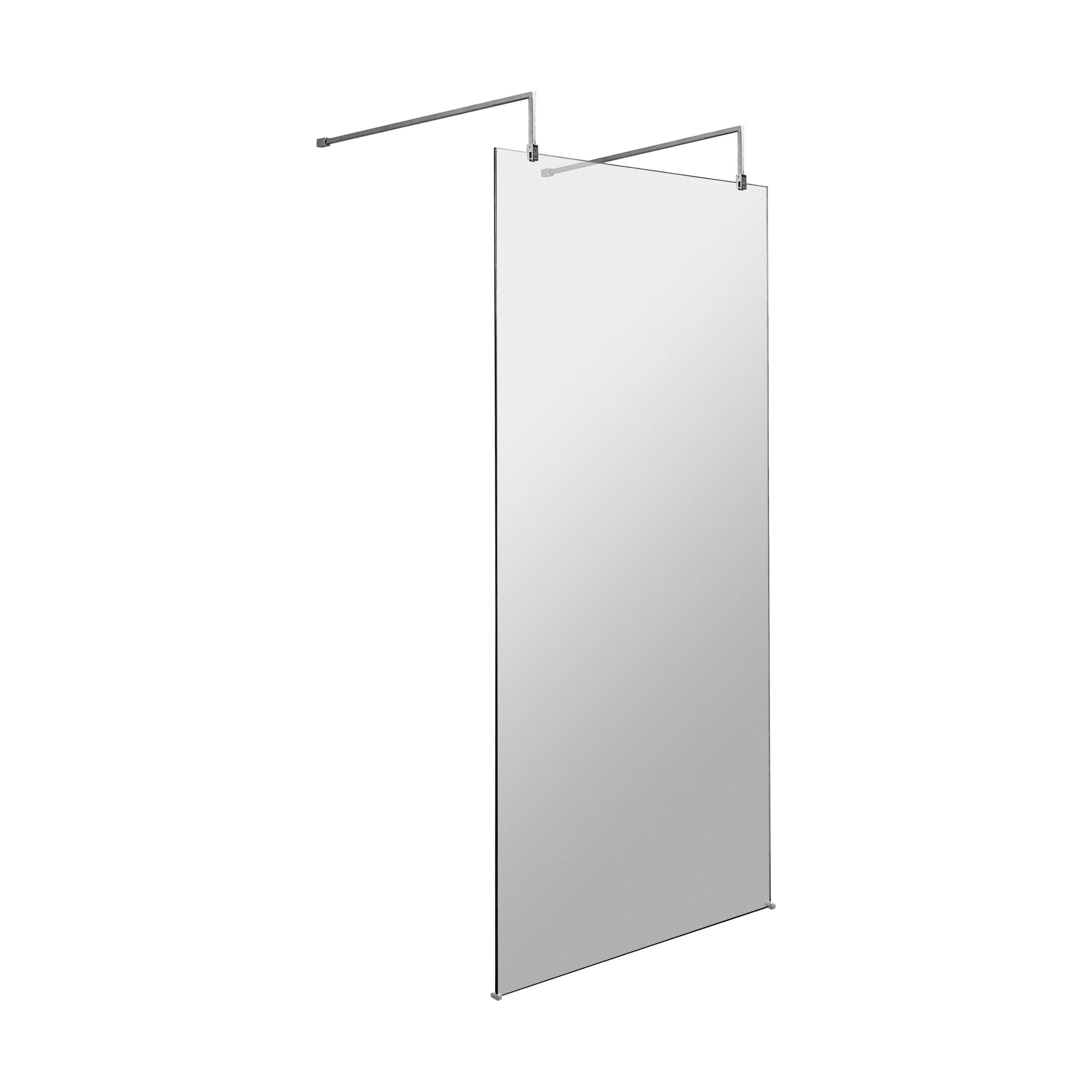 Balterley Contemporary Bathroom 8mm Glass Wetroom Screen with Arms & Feet, Chrome Finish, 1950 x 698 x 14mm - Image 2