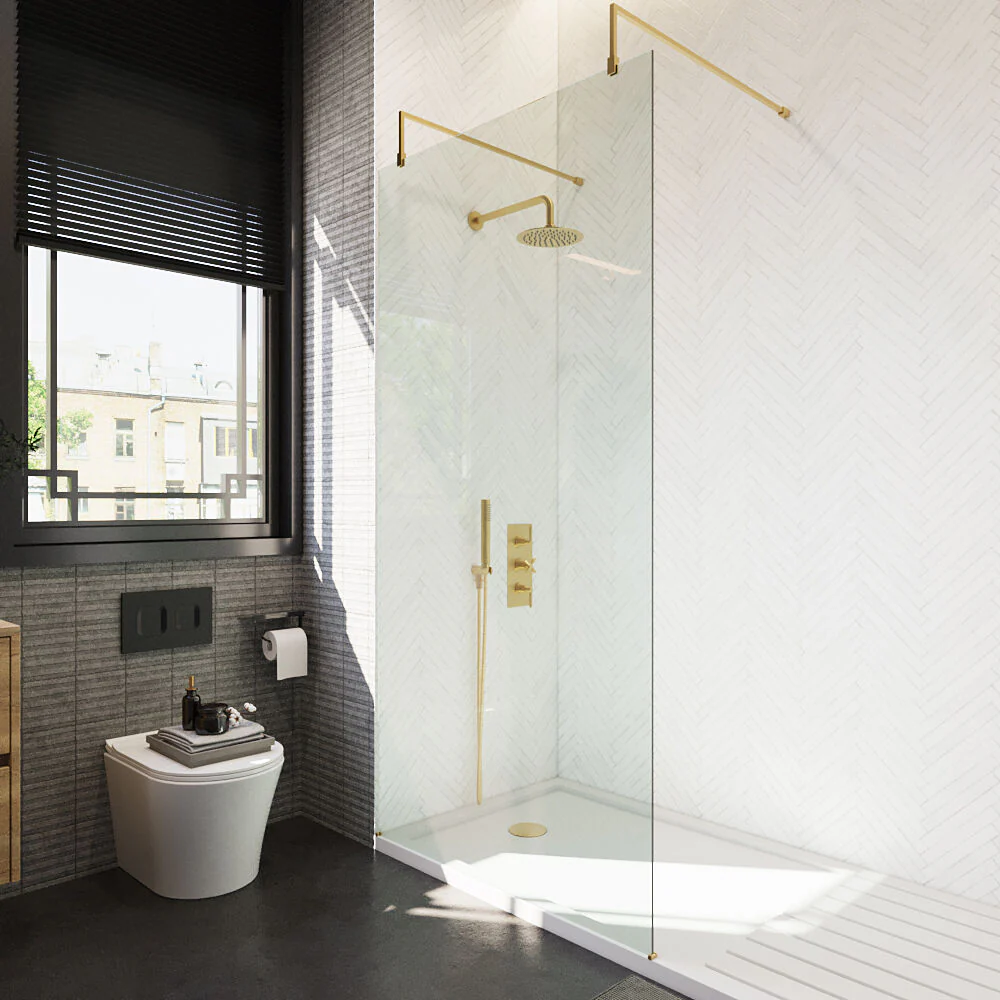 Balterley Contemporary Bathroom 8mm Glass Wetroom Screen with Arms & Feet, Chrome Finish, 1950 x 698 x 14mm - Image 26