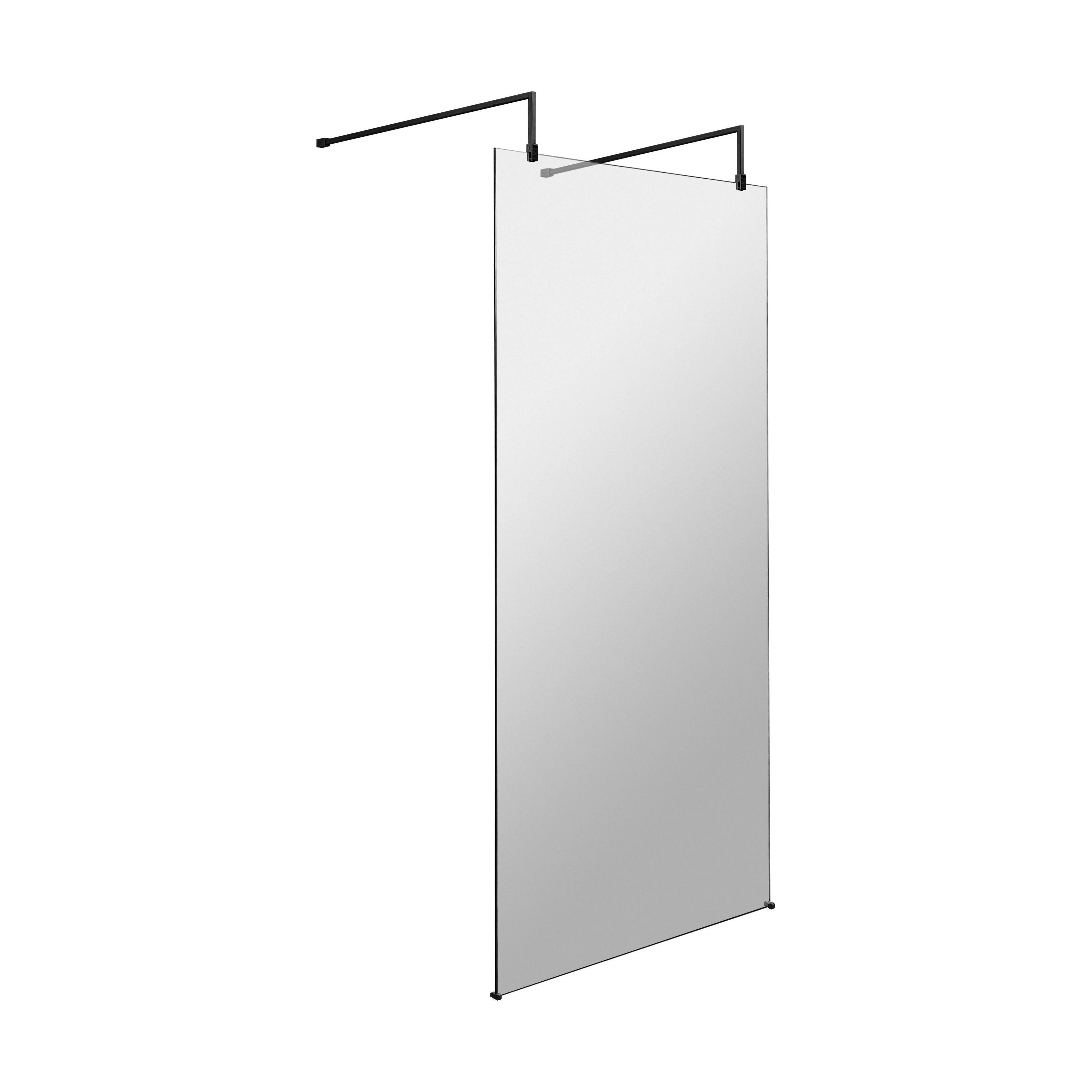 Balterley Contemporary Bathroom 8mm Glass Wetroom Screen with Arms & Feet, Chrome Finish, 1950 x 698 x 14mm - Image 3